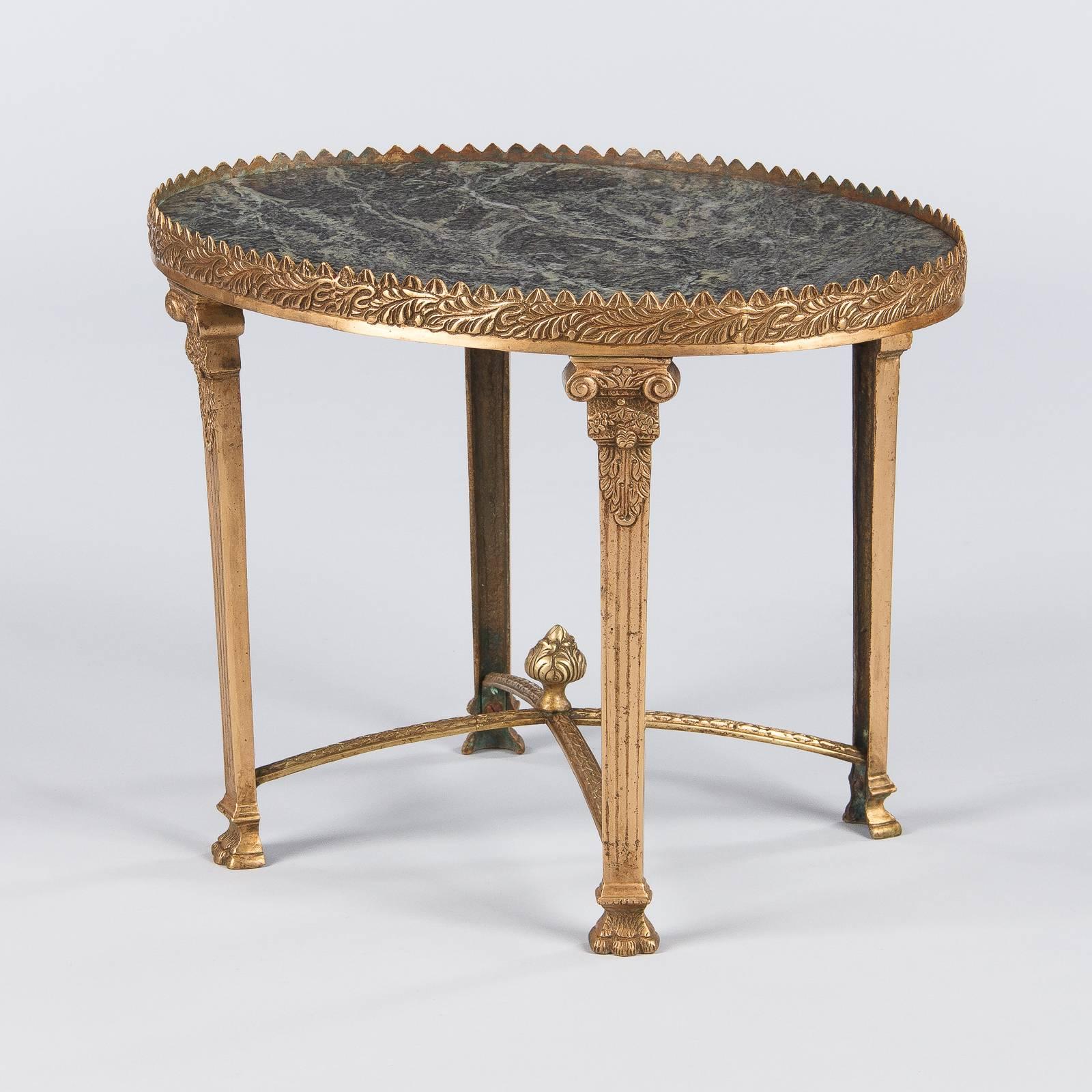 Empire Style Gilded Bronze and Marble-Top Side Table, 1950s 1