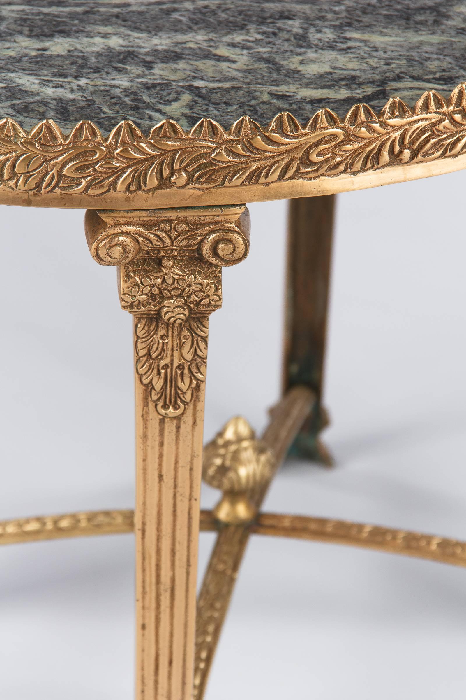 Empire Style Gilded Bronze and Marble-Top Side Table, 1950s In Good Condition In Austin, TX