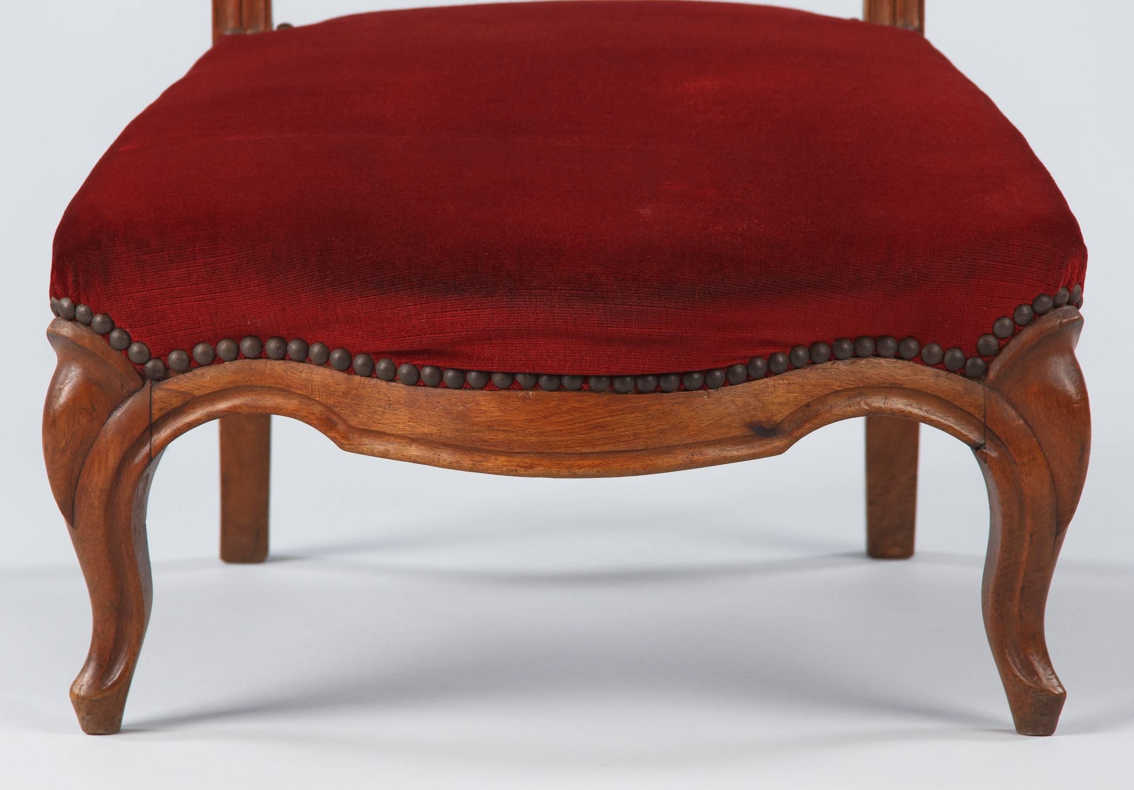 Fabric Louis Philippe Prie Dieu Chair in Walnut, 19th Century