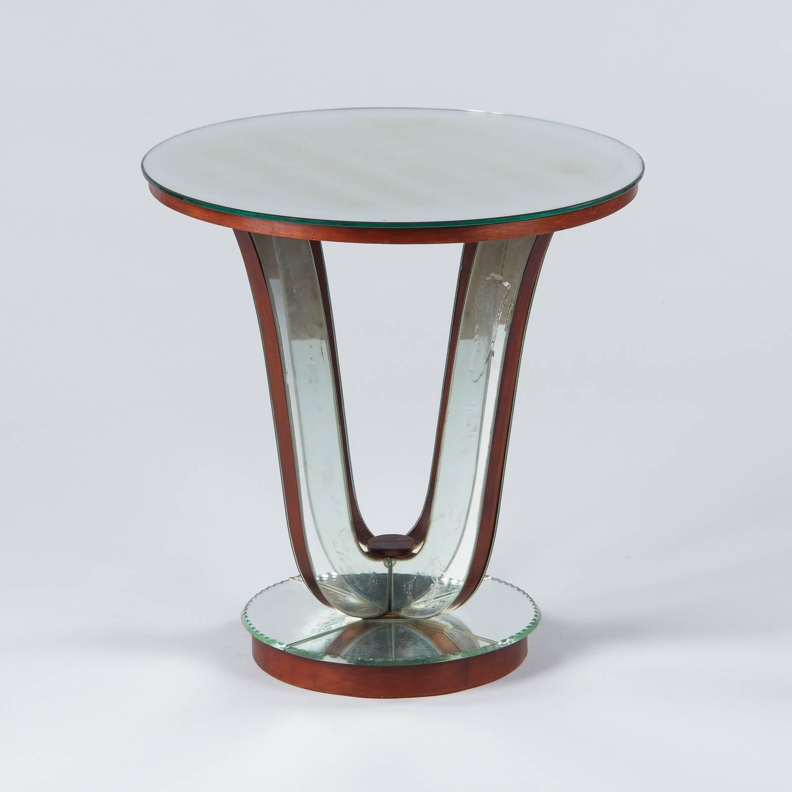20th Century Midcentury Mirrored Venetian Glass Side Table, France, 1950s