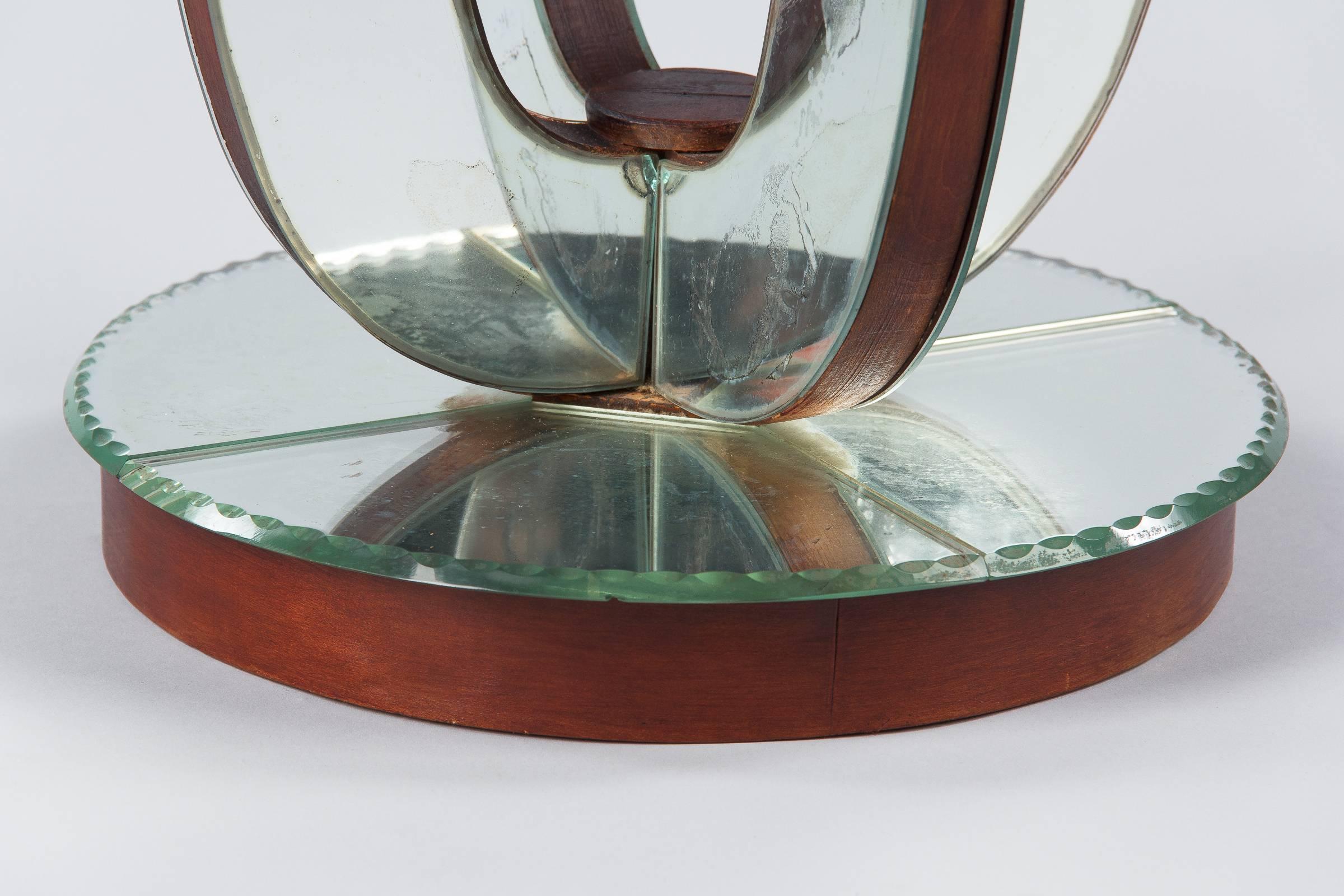 French Midcentury Mirrored Venetian Glass Side Table, France, 1950s