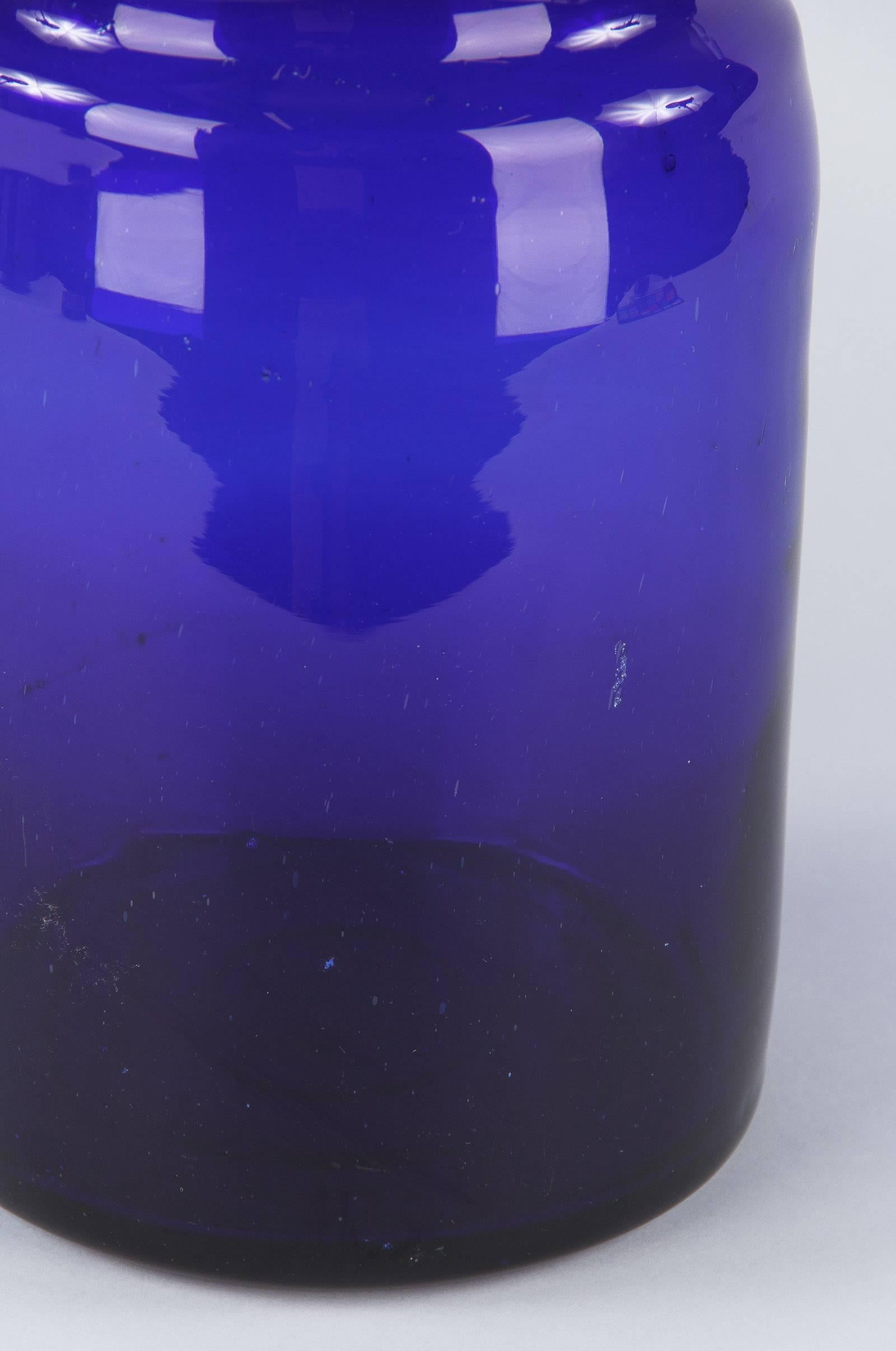 Art Deco French Cobalt Blue Glass Pharmacy Jar, 1930s