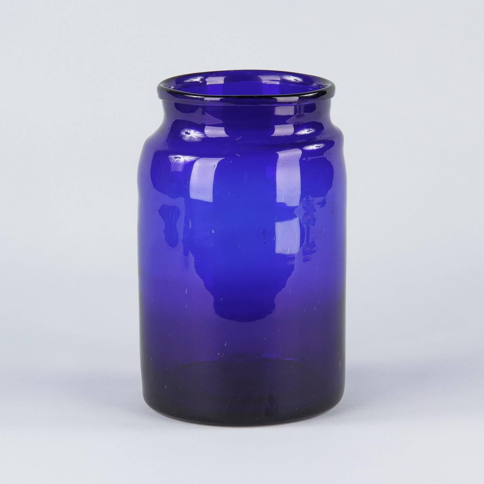 French Cobalt Blue Glass Pharmacy Jar, 1930s 1