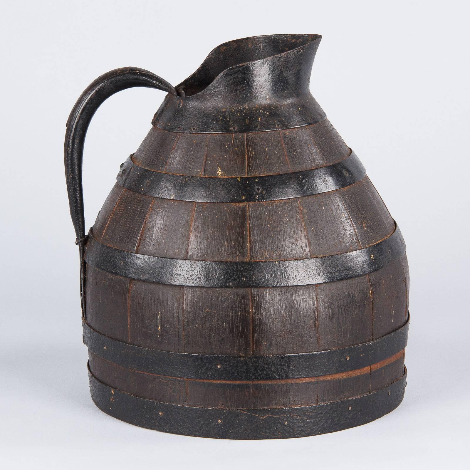 French Provincial Barrel Shaped Wine Pitcher from Provence, Early 1900s