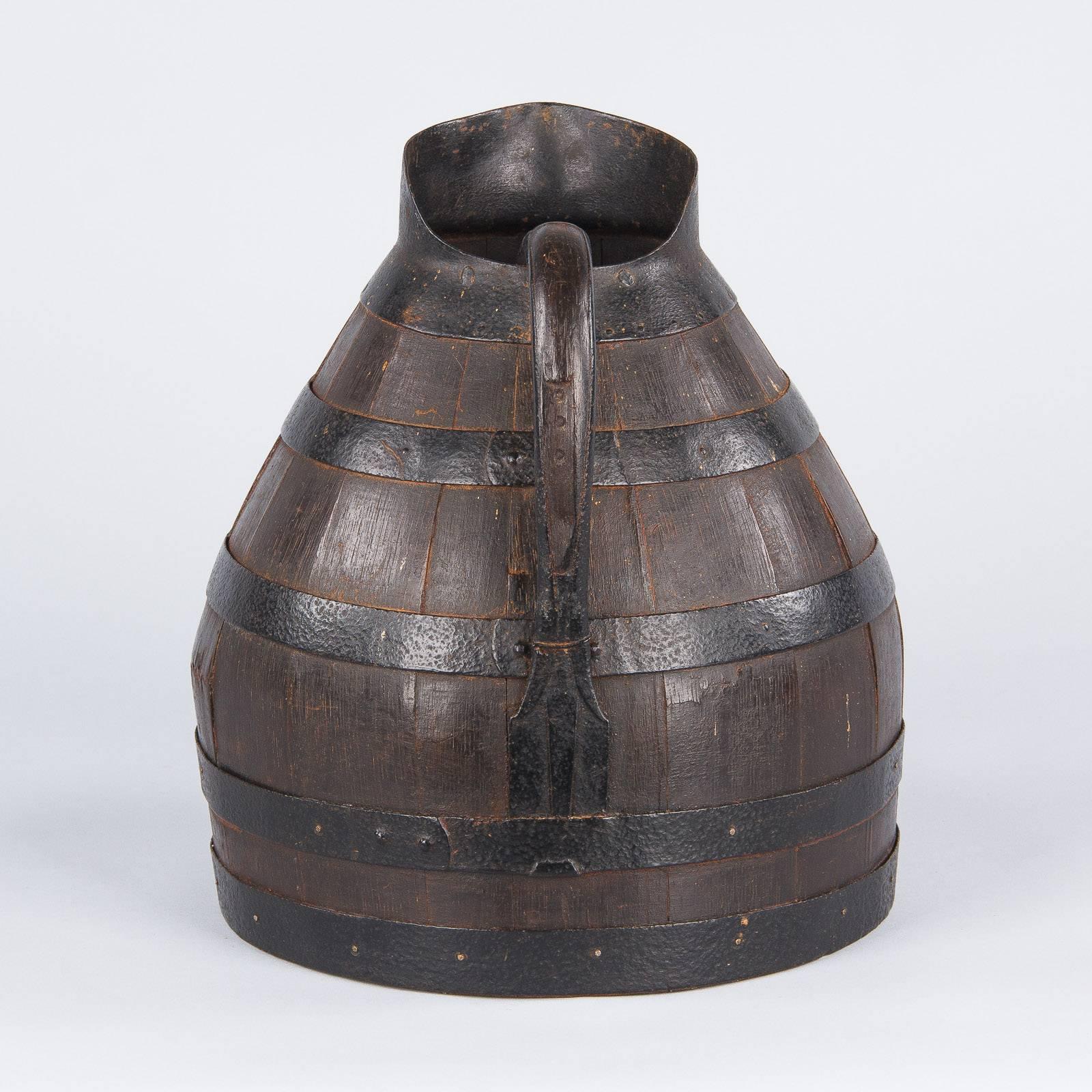 Metal Barrel Shaped Wine Pitcher from Provence, Early 1900s