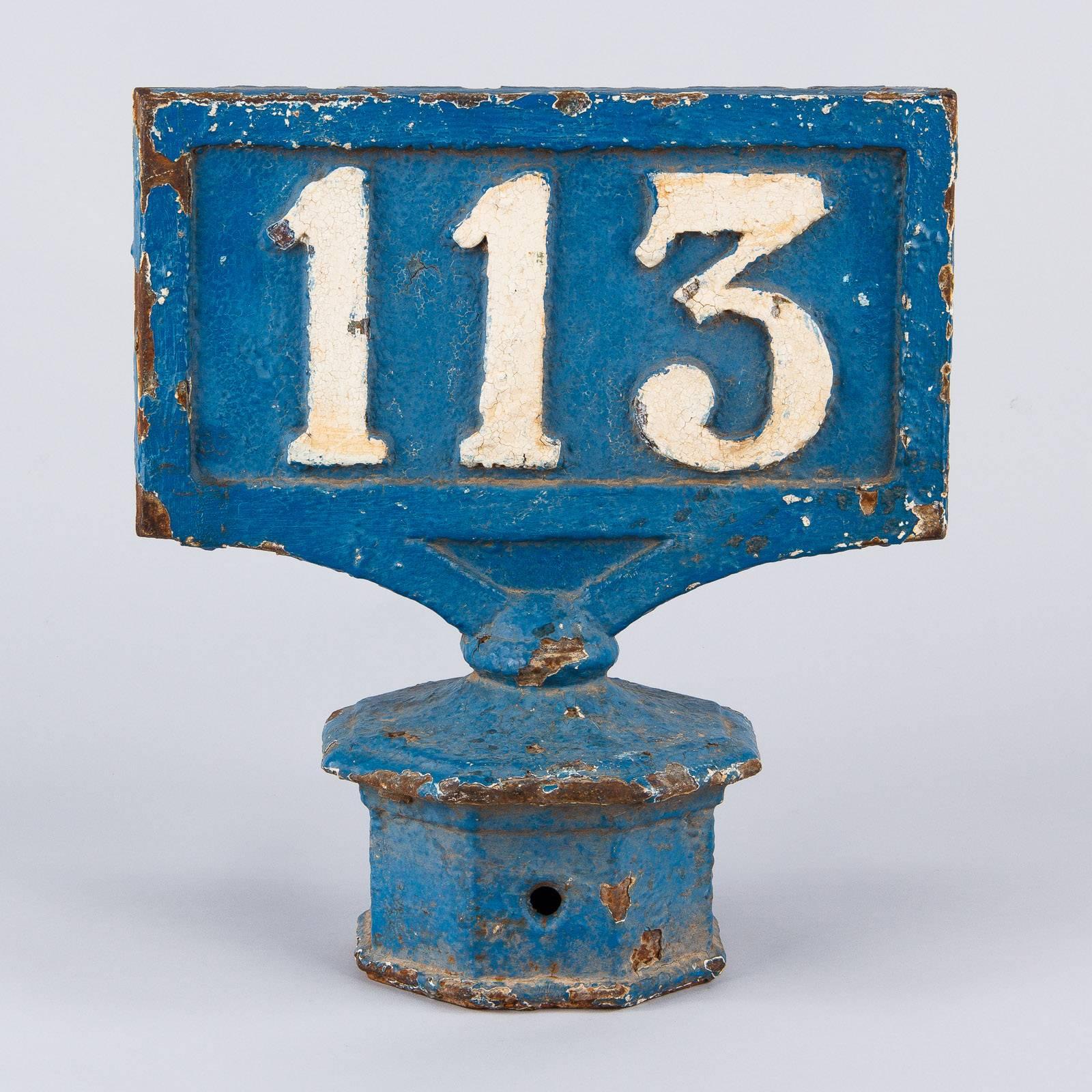 Industrial Painted Cast Iron Railway Sign, France, Late 1800s