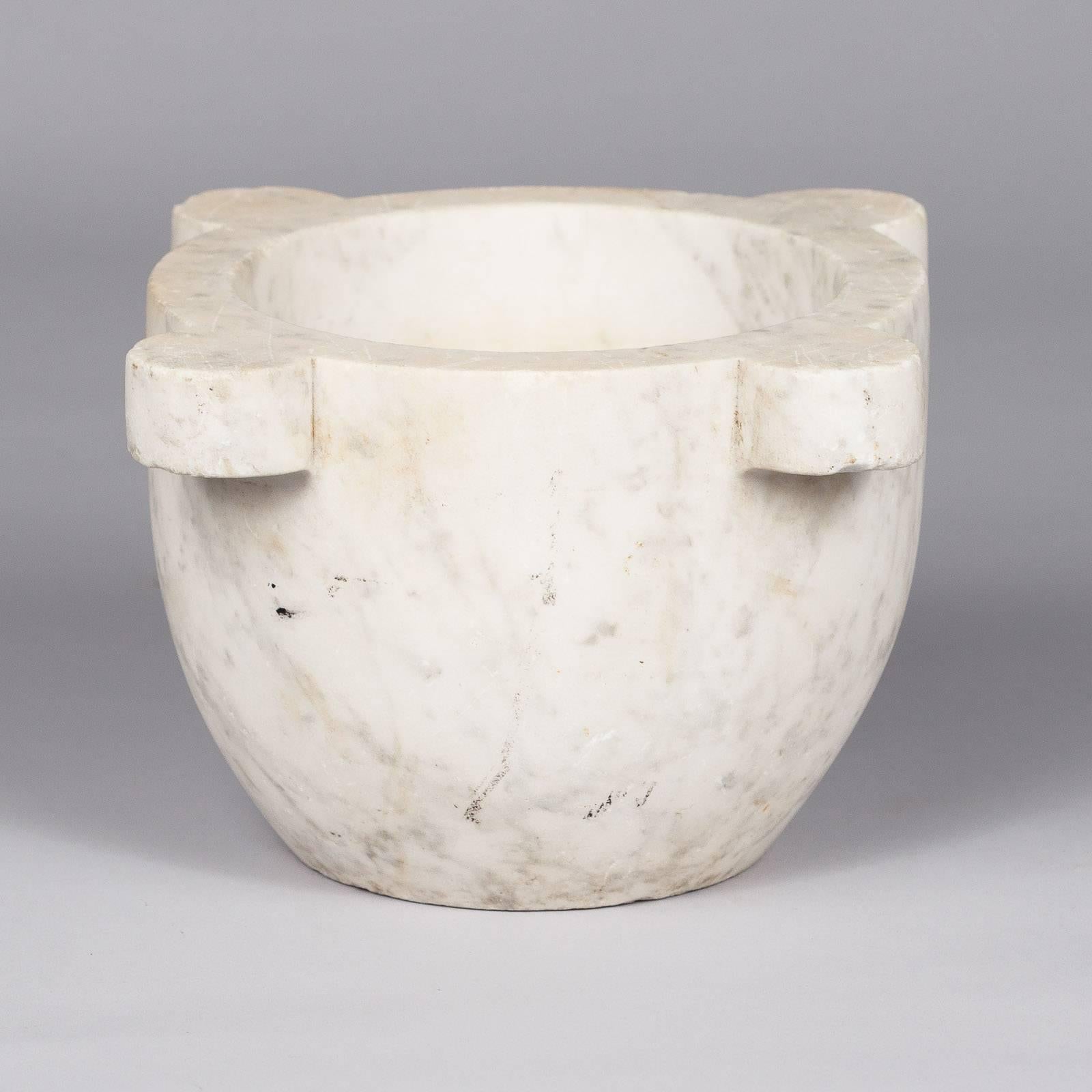 19th Century French White Marble Mortar, Late 1800s