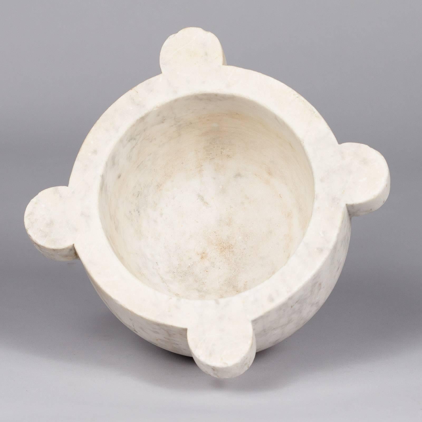 French White Marble Mortar, Late 1800s 4