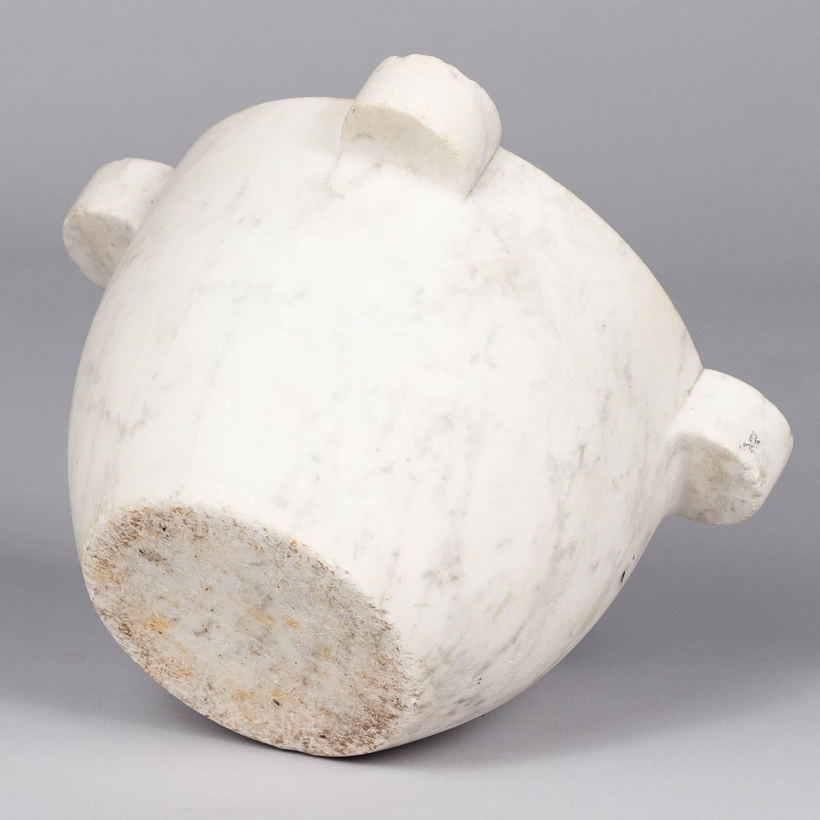 French White Marble Mortar, Late 1800s 5