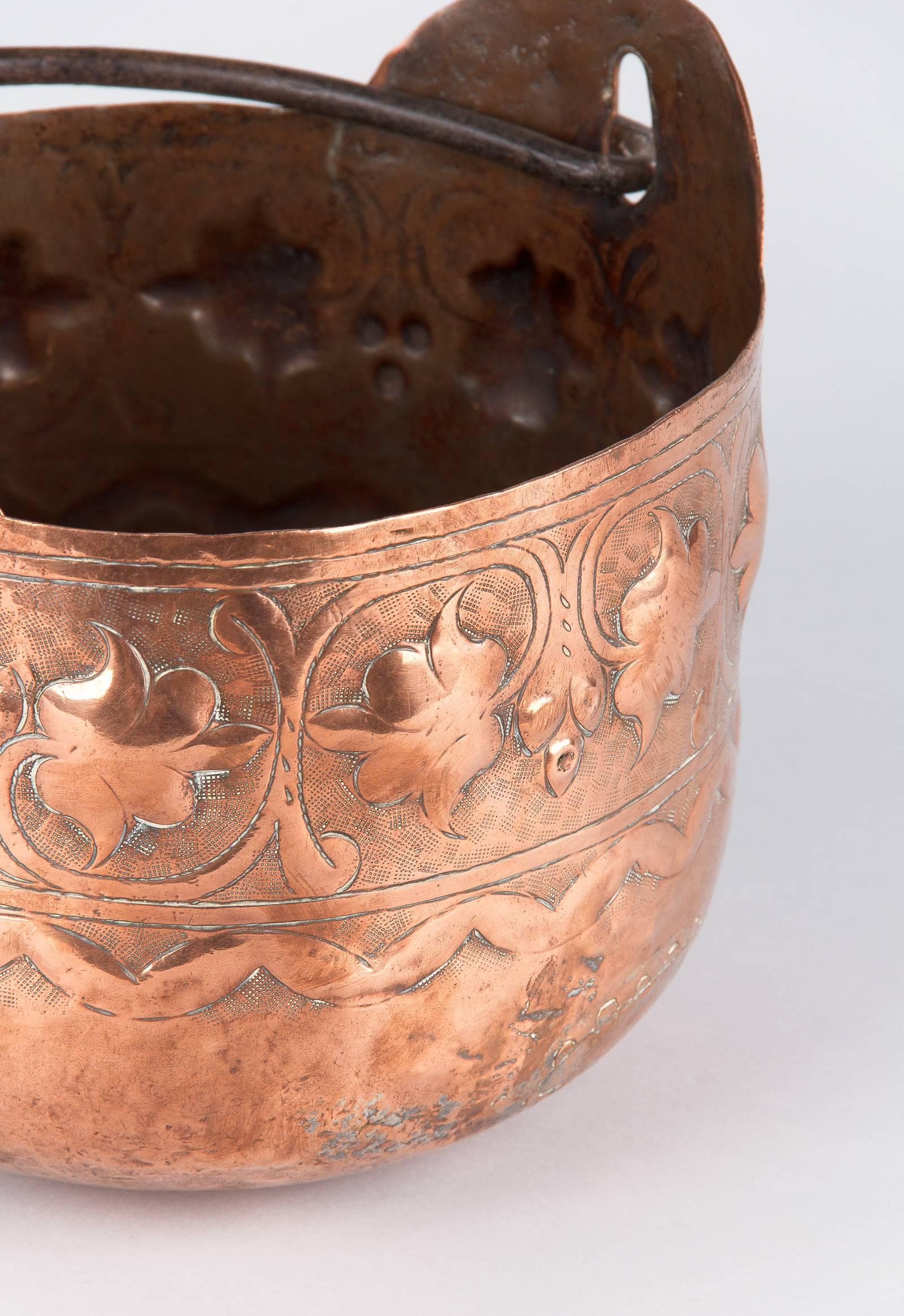 French Copper Cauldron with Forged Iron Handle, 19th Century 2