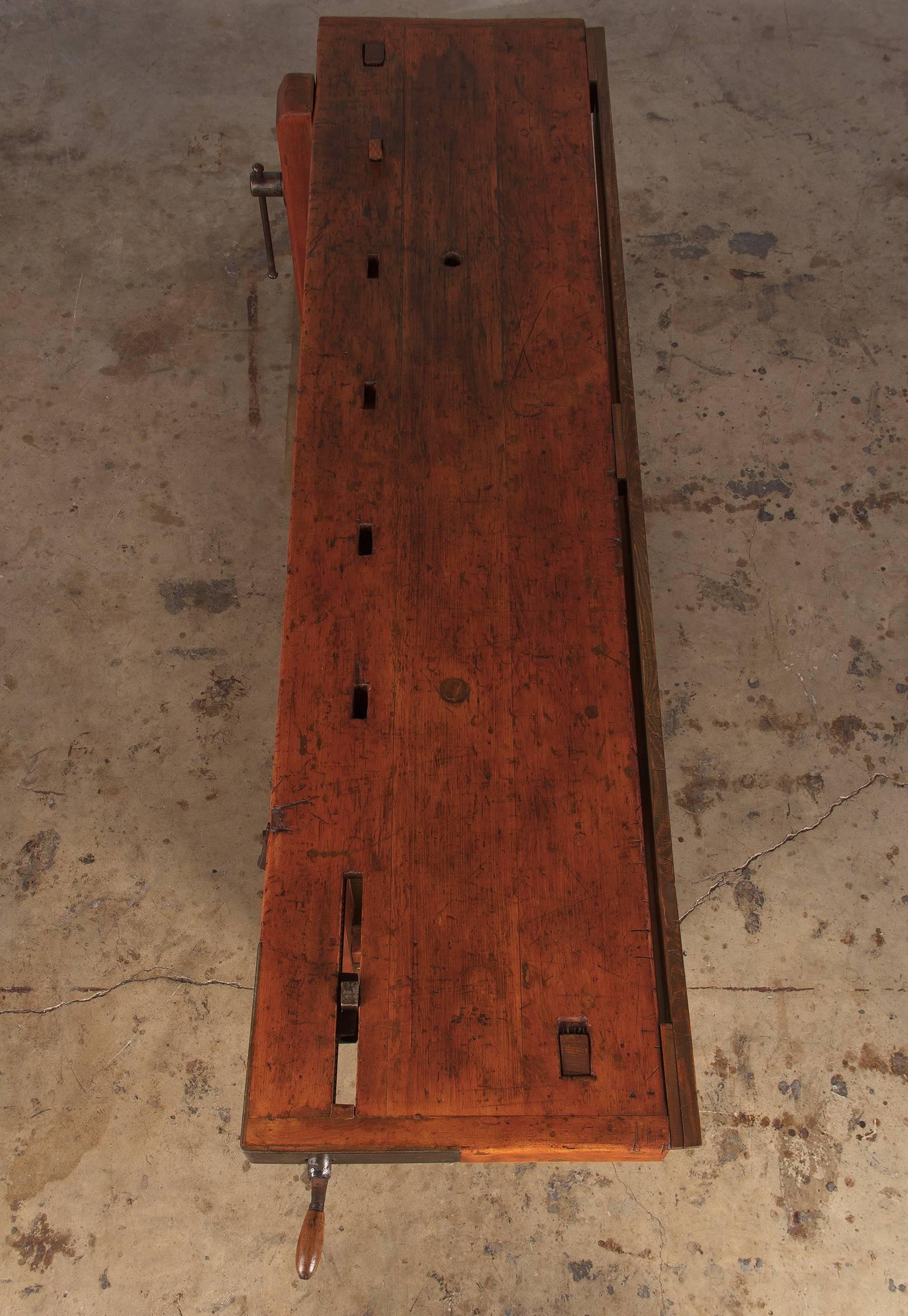 Steel French Cabinet Maker's Workbench in Beechwood, 1950s