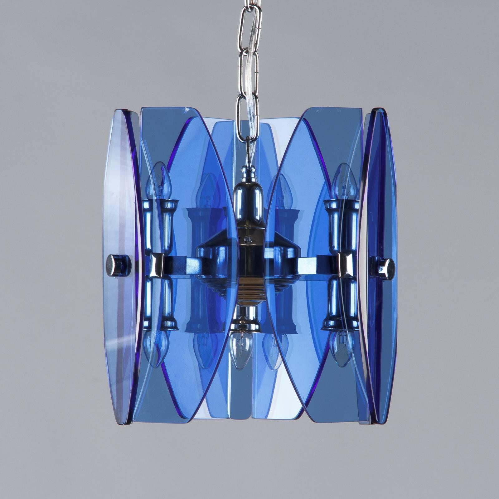 Italian Modernist Blue Glass Pendant by Veca, Italy, 1960s