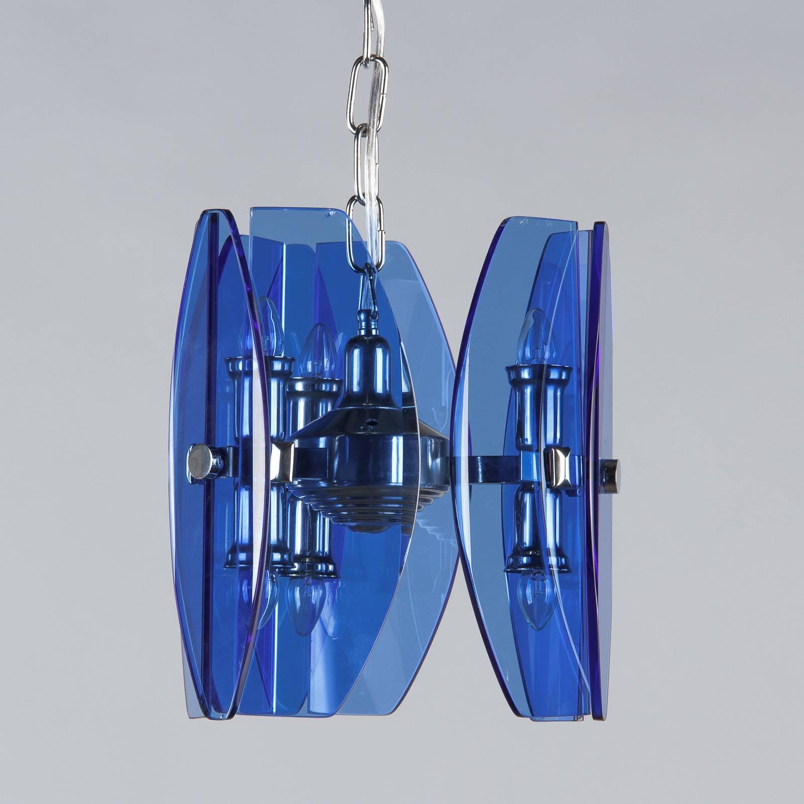 Modernist Blue Glass Pendant by Veca, Italy, 1960s In Good Condition In Austin, TX
