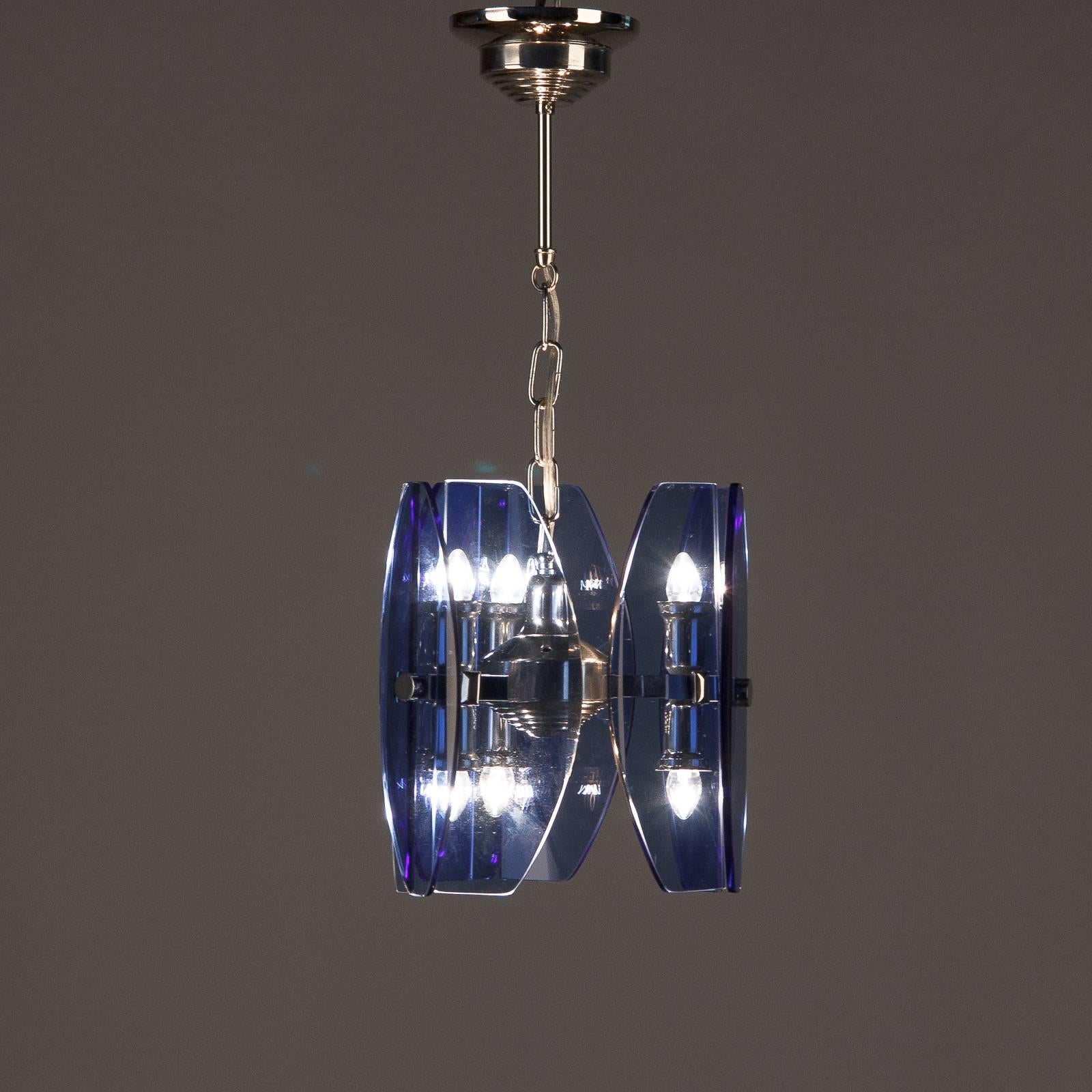 Modernist Blue Glass Pendant by Veca, Italy, 1960s 3