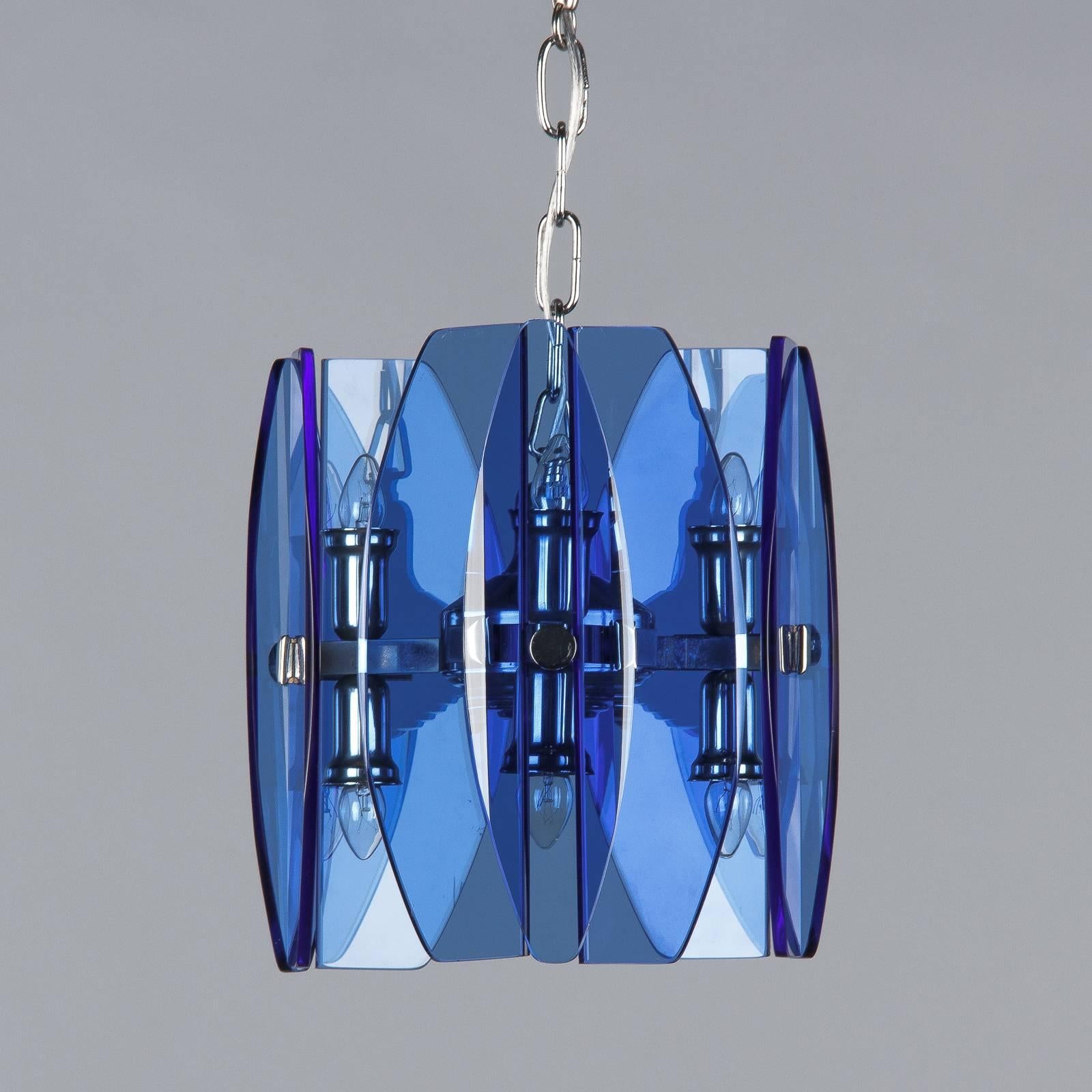 Modernist Blue Glass Pendant by Veca, Italy, 1960s 4