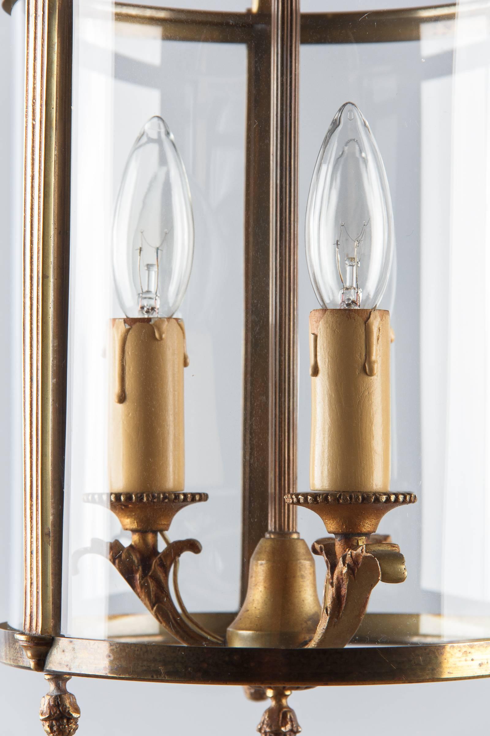 Mid-20th Century Louis XVI Style Brass Lantern, France, 1940s