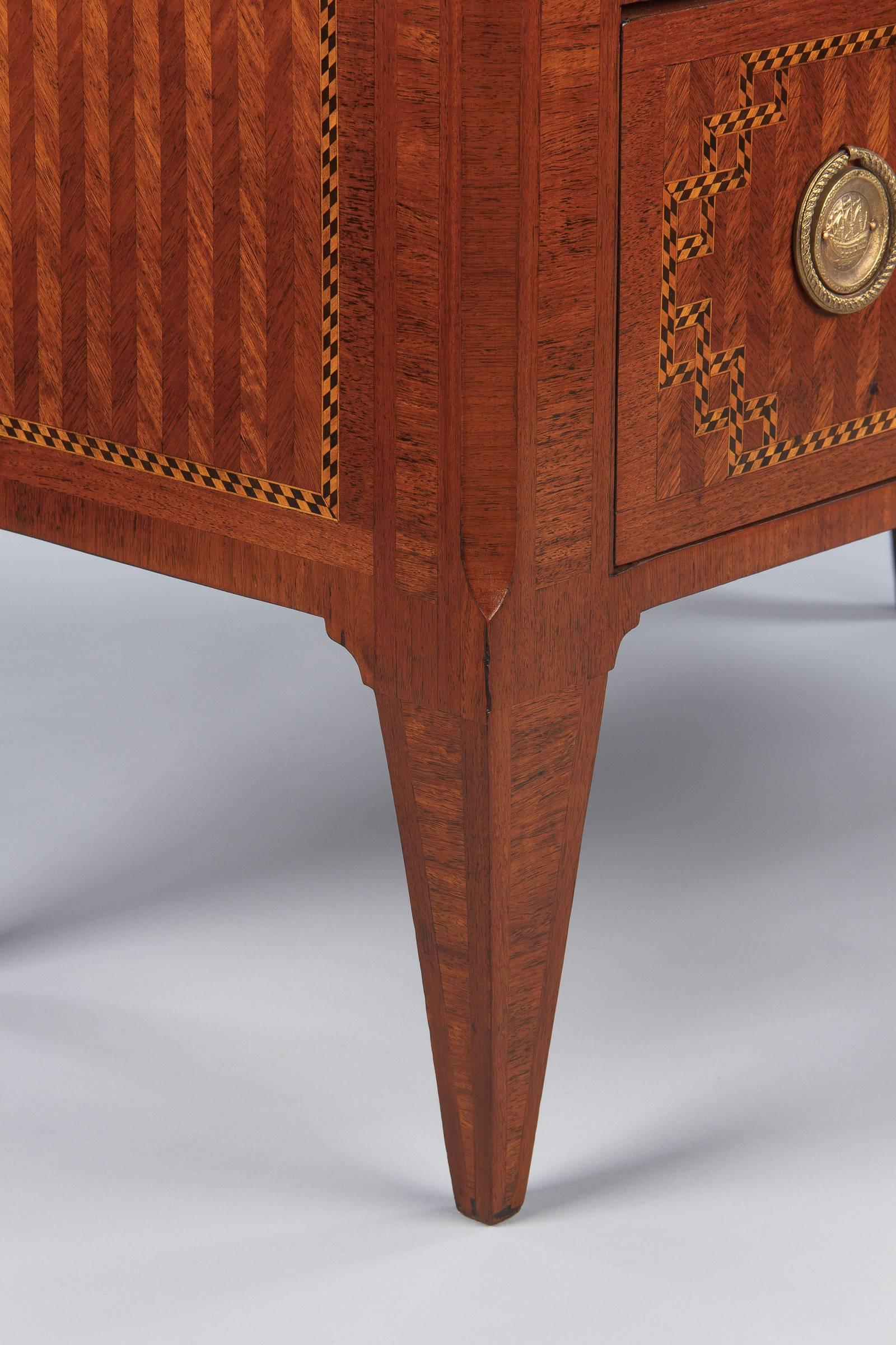 Louis XVI Style Rosewood Marquetry Chest of Drawers, Late 1800s In Good Condition In Austin, TX