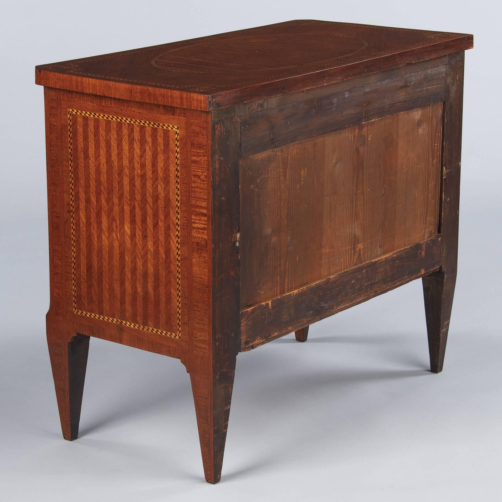 Louis XVI Style Rosewood Marquetry Chest of Drawers, Late 1800s 1
