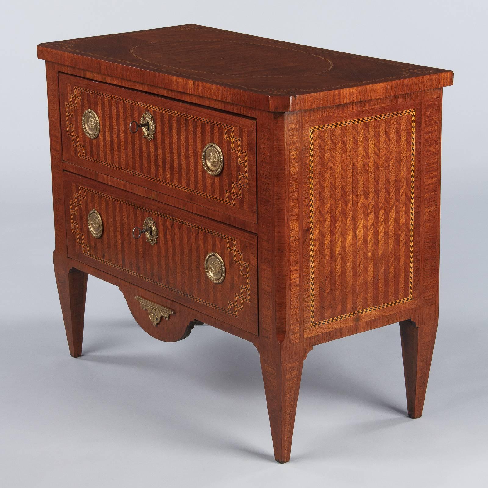 Louis XVI Style Rosewood Marquetry Chest of Drawers, Late 1800s 3