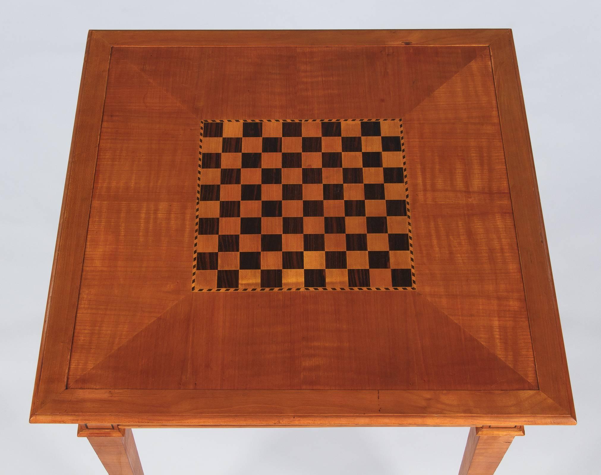 French Louis XVI Style Cherrywood Game Table, 1940s In Good Condition In Austin, TX