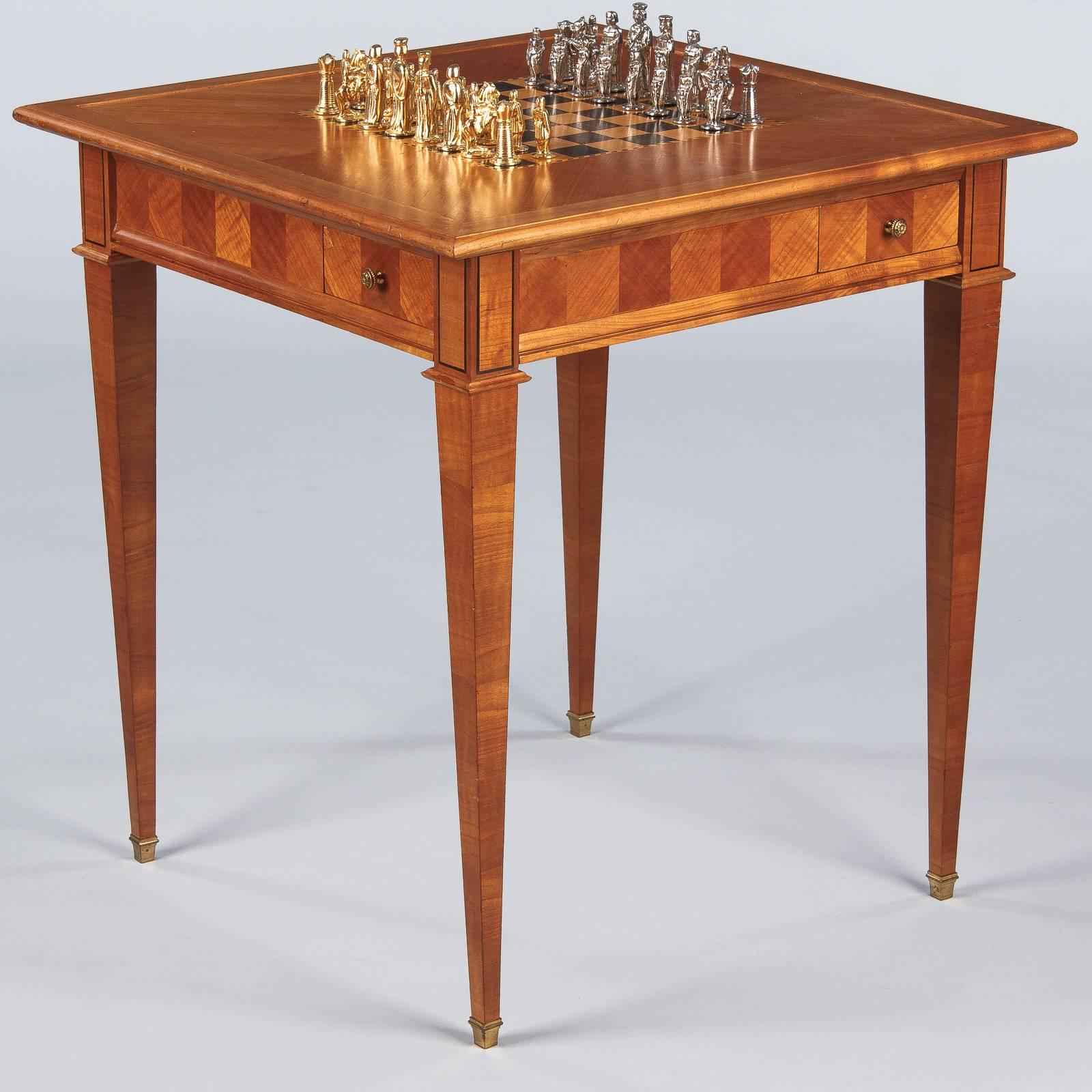 French Louis XVI Style Cherrywood Game Table, 1940s 5