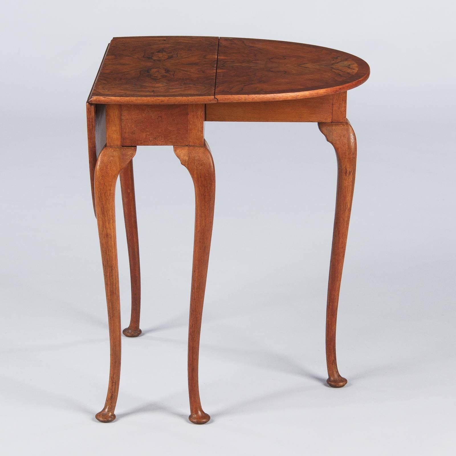 19th Century Queen Anne Style Petite Drop-Leaf Table, England, Late 1800s