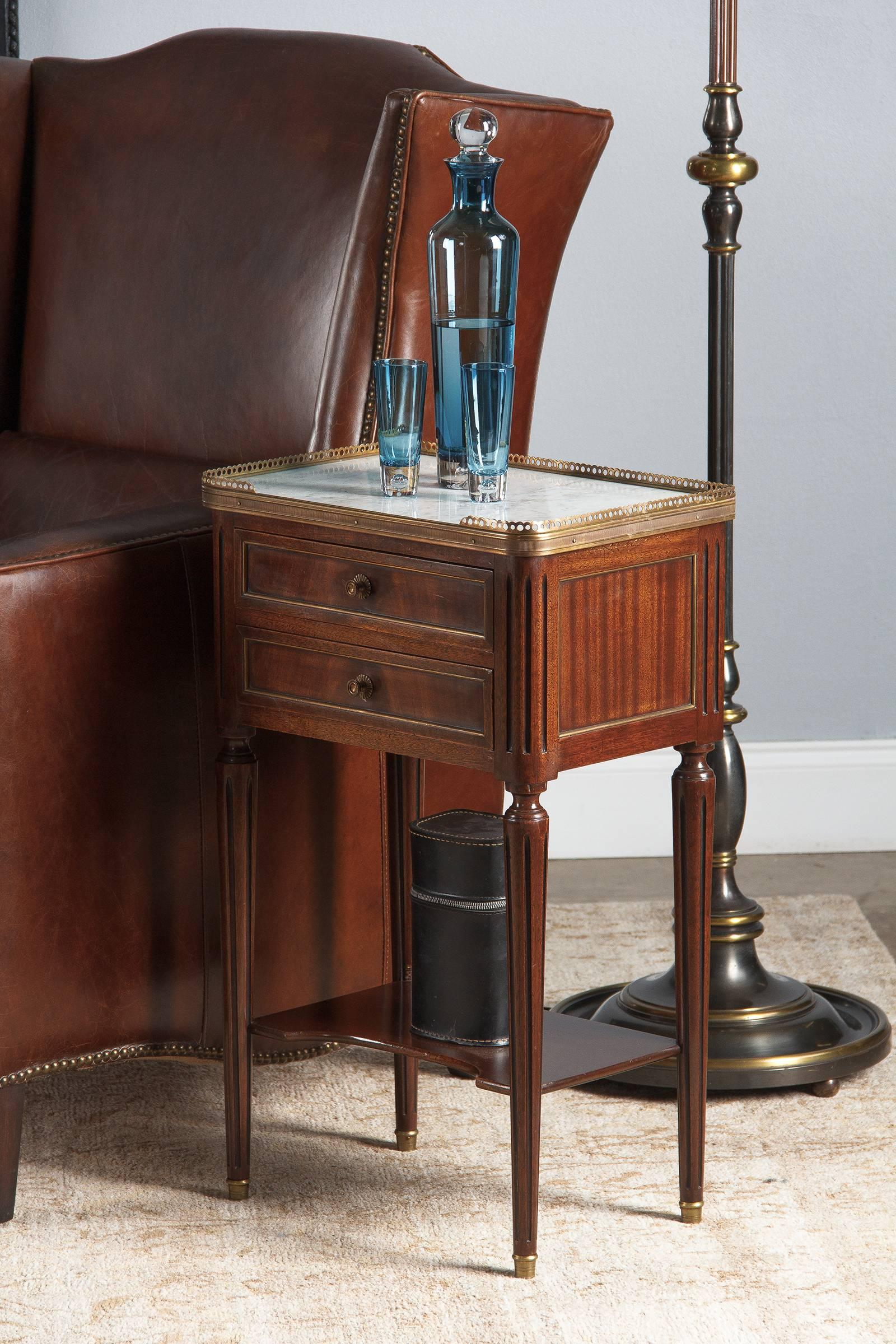 20th Century Louis XVI Style Marble-Top Bedside Cabinet, 1920s