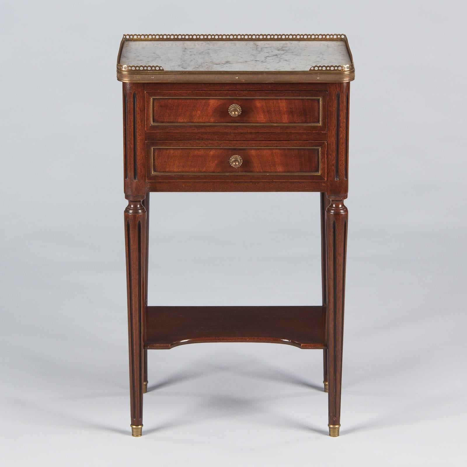 Louis XVI Style Marble-Top Bedside Cabinet, 1920s 1