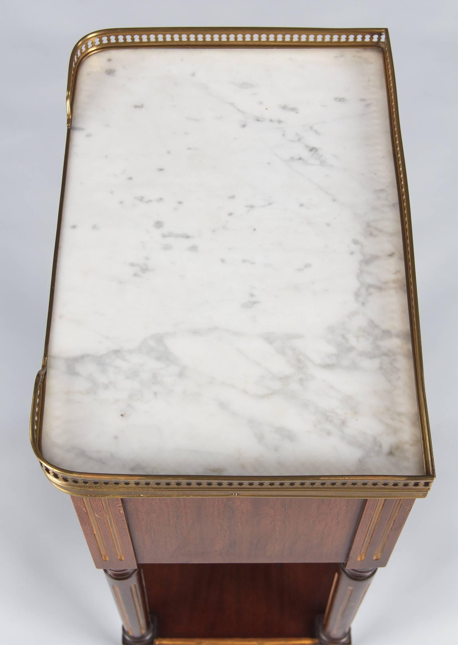 20th Century Louis XVI Style Mahogany and Marble-Top Bedside Cabinet, 1920s