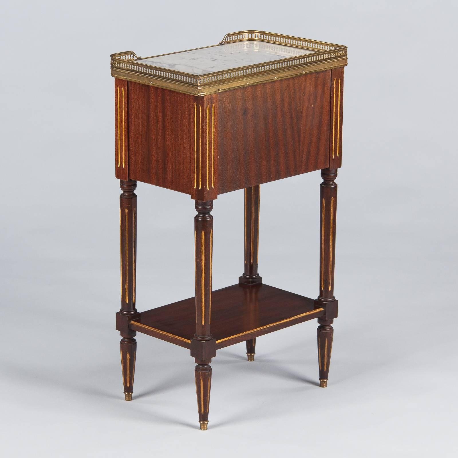 Louis XVI Style Mahogany and Marble-Top Bedside Cabinet, 1920s 1