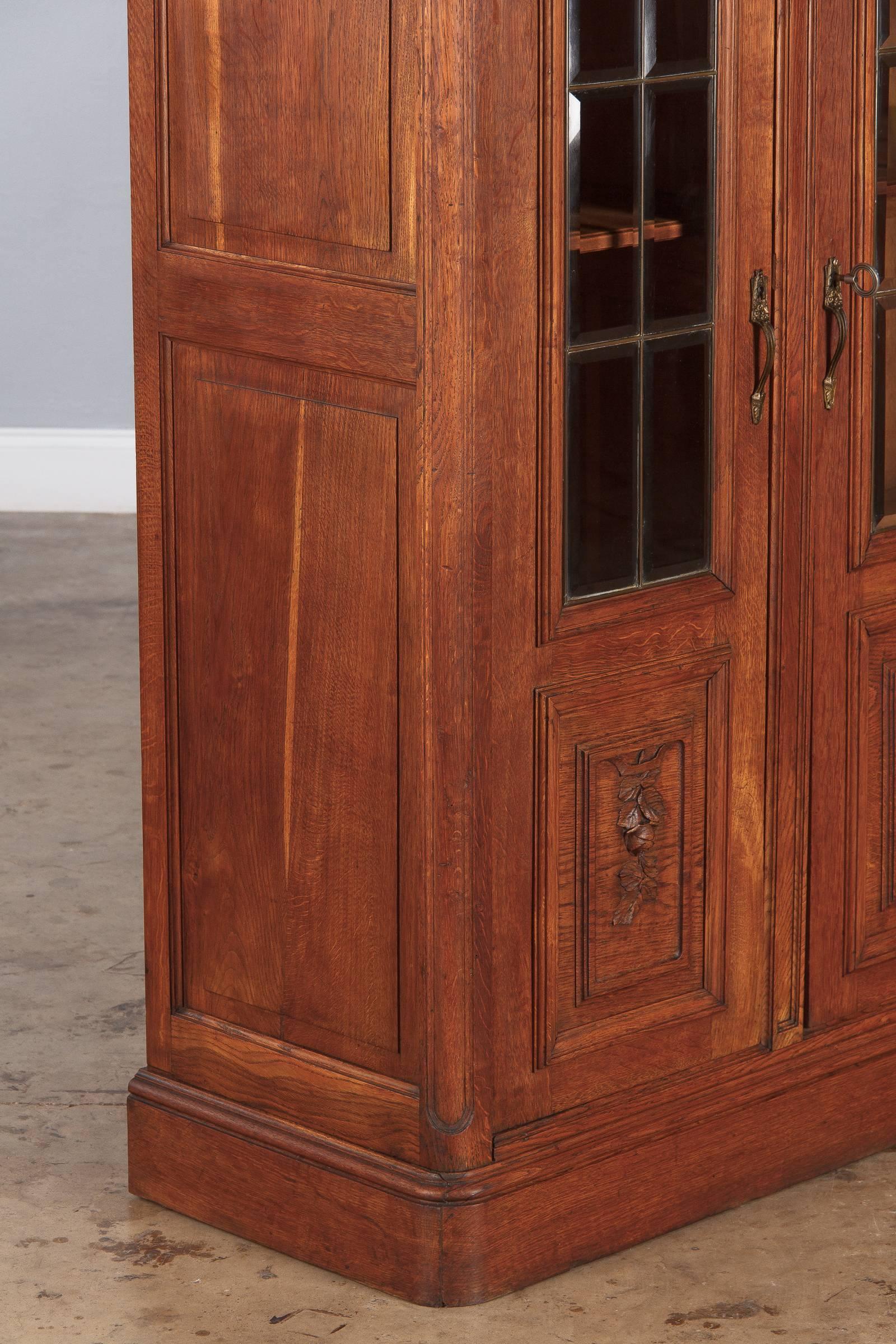 20th Century French Louis XVI Style Golden Oak Three-Door Bookcase, 1900s