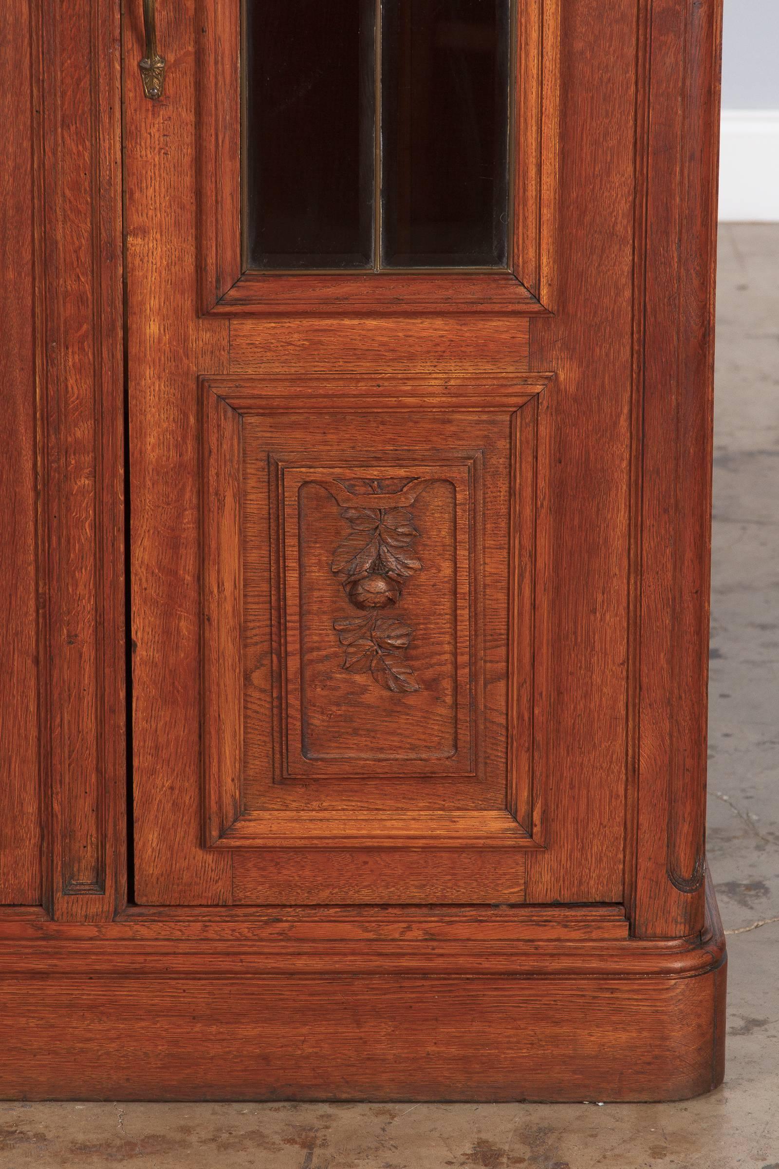 French Louis XVI Style Golden Oak Three-Door Bookcase, 1900s 1