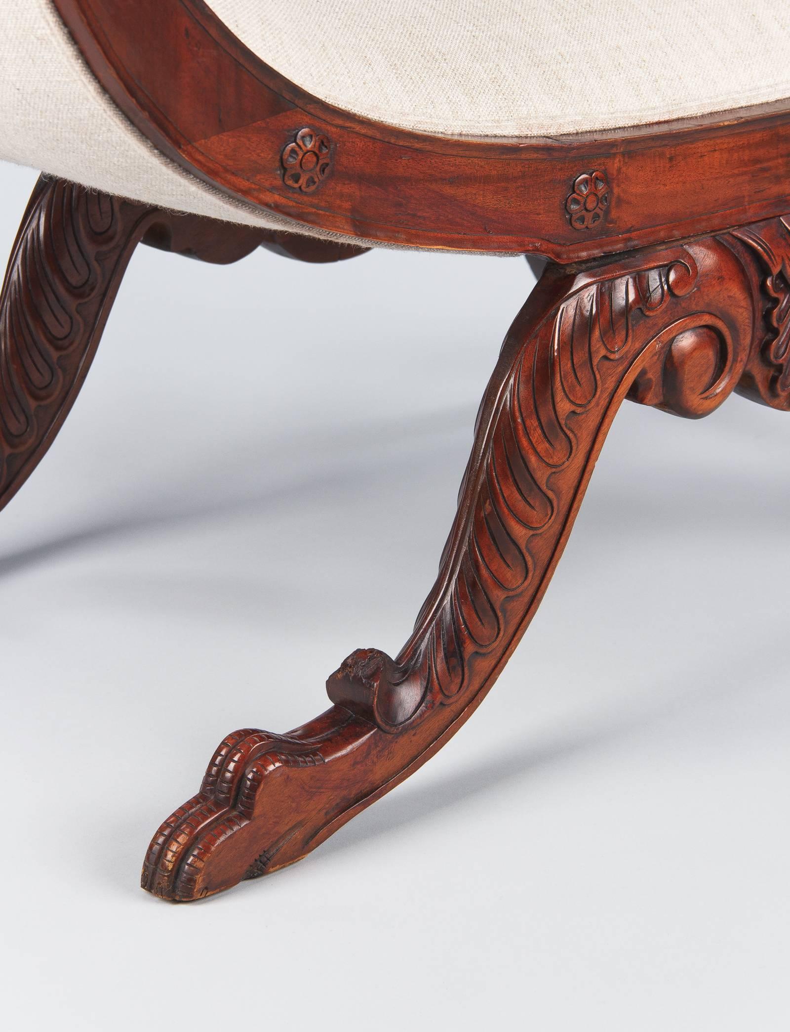 Mid-20th Century French Renaissance Revival Rococo Curule Bench, 1950s