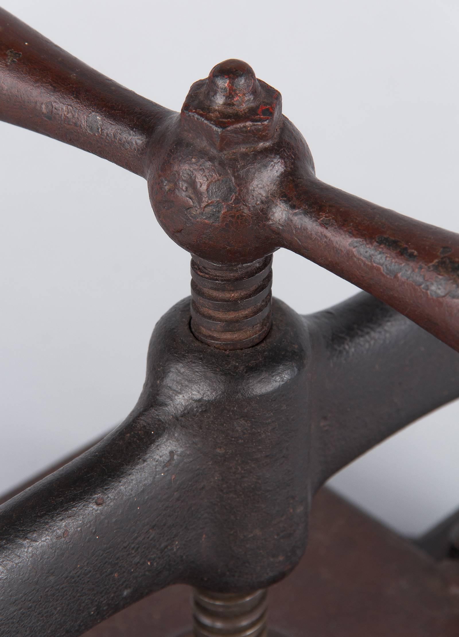 French Forged Iron Book Press, Early 1900s In Good Condition In Austin, TX