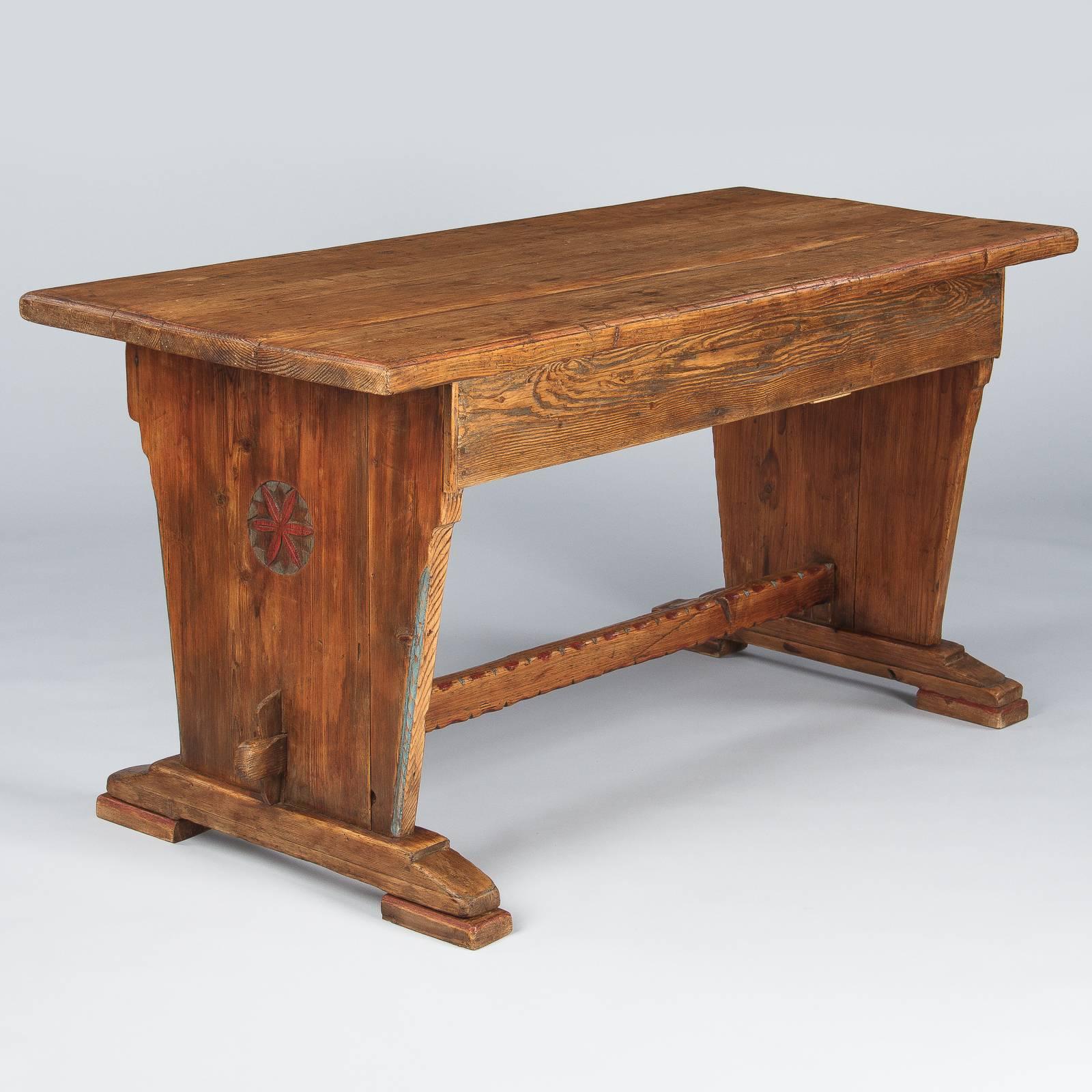 Country French Rustic Larchwood Desk, Mid-1800s 2