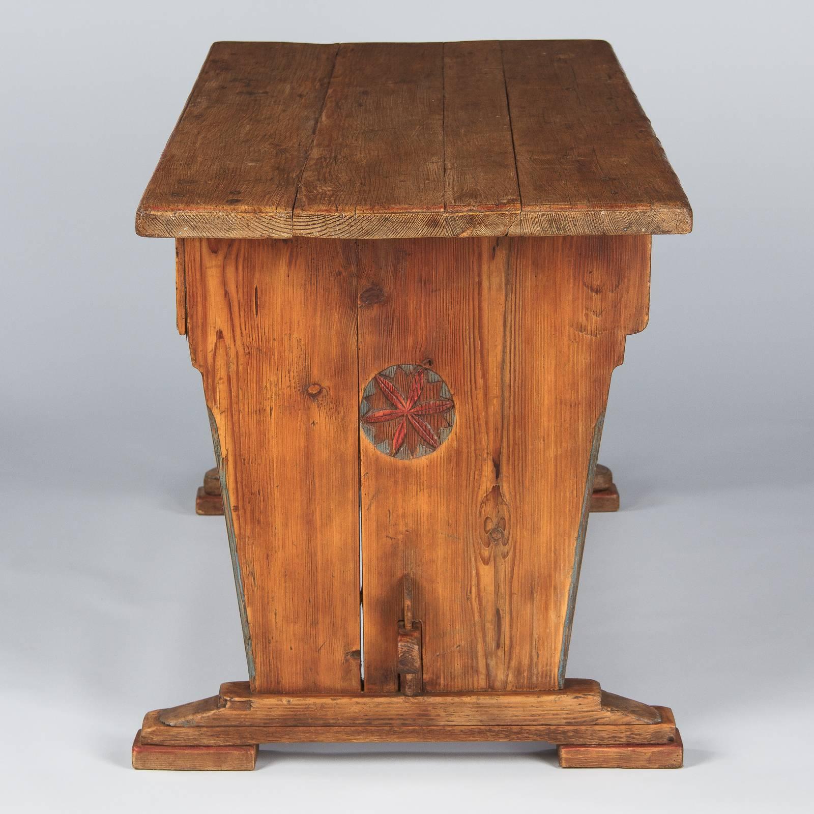 Country French Rustic Larchwood Desk, Mid-1800s 3