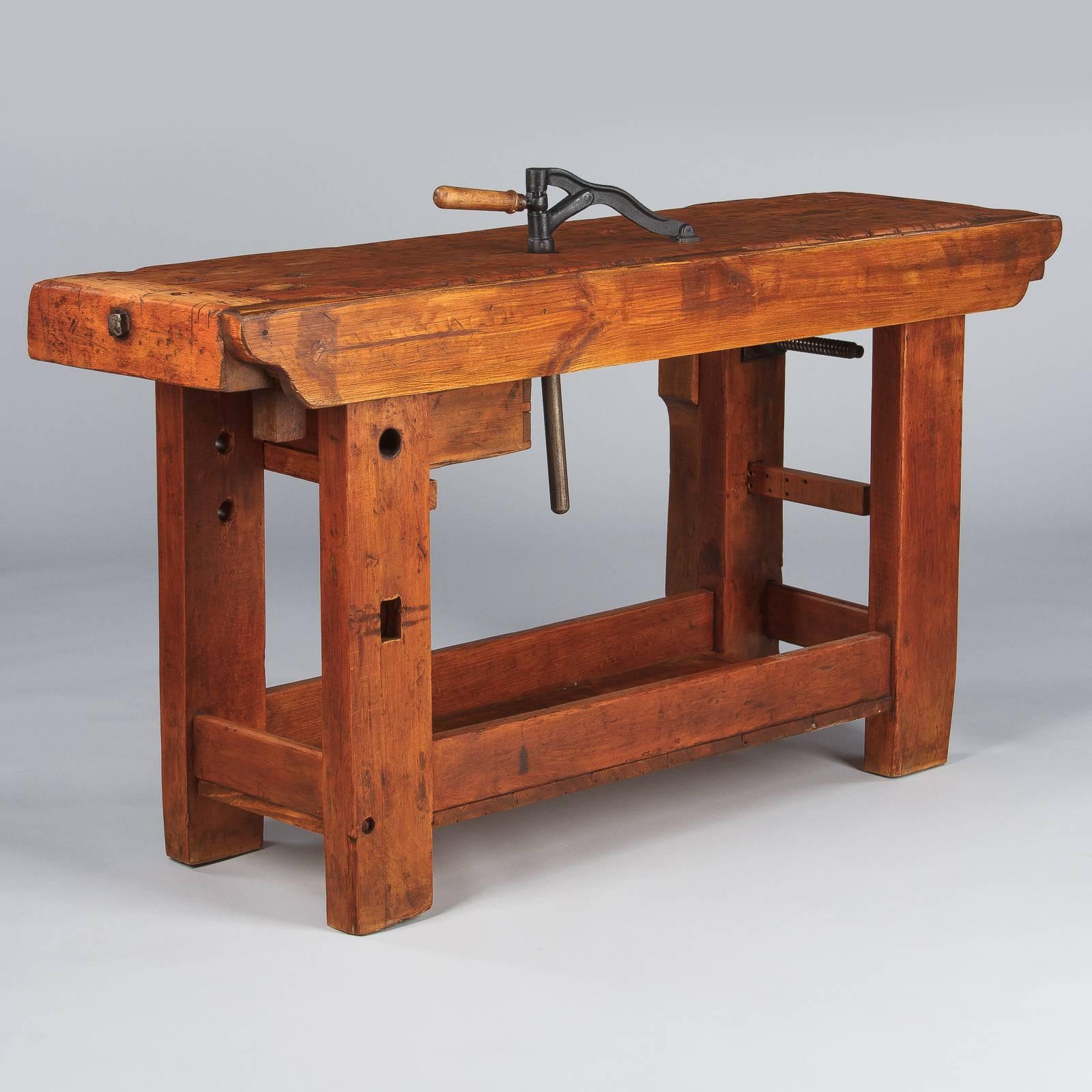 French Carpenter's Workbench in Beechwood, 1920s 2