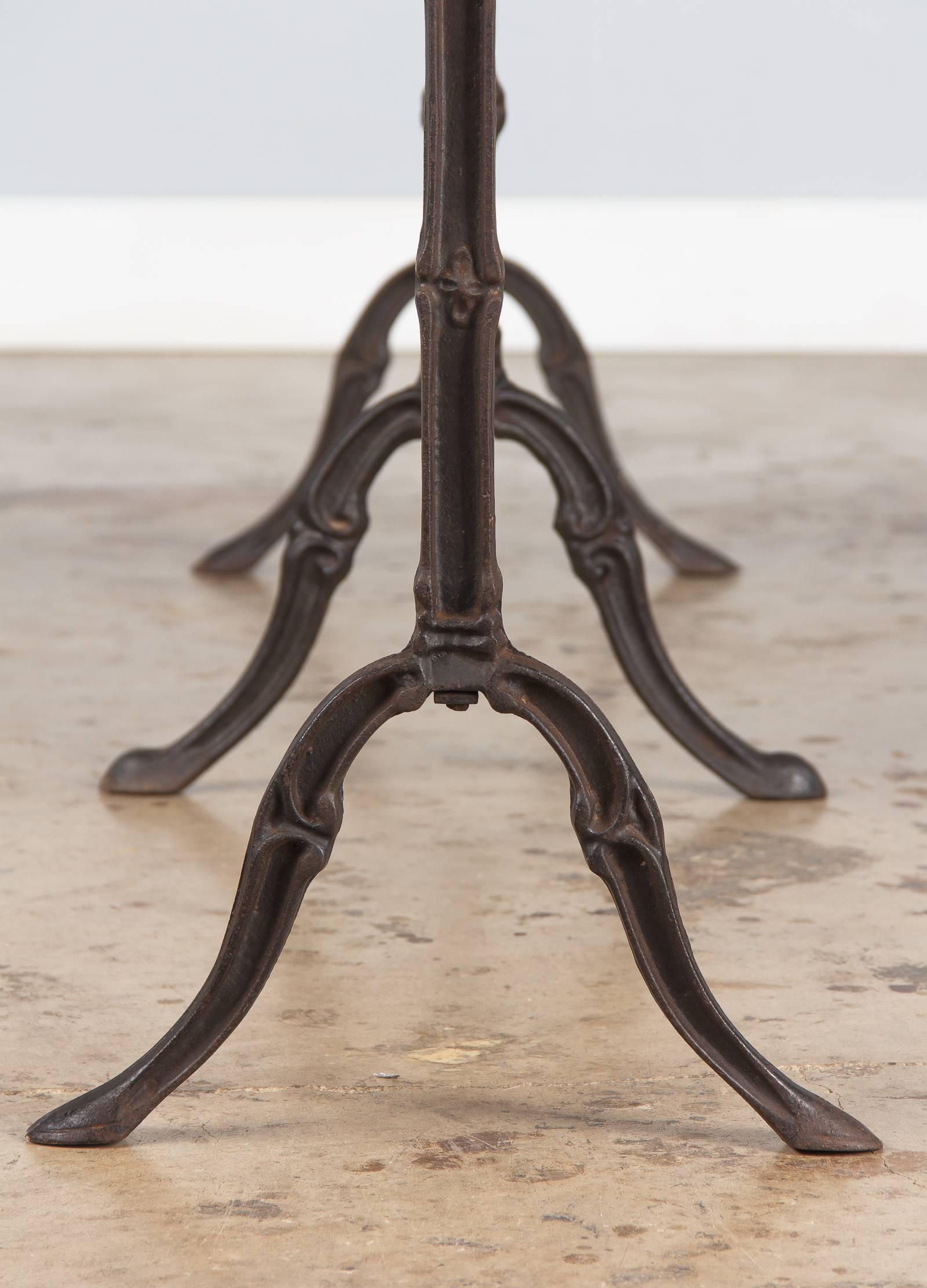 20th Century French Iron Base Bistro Table with Lacquered Wooden Top, 1920s