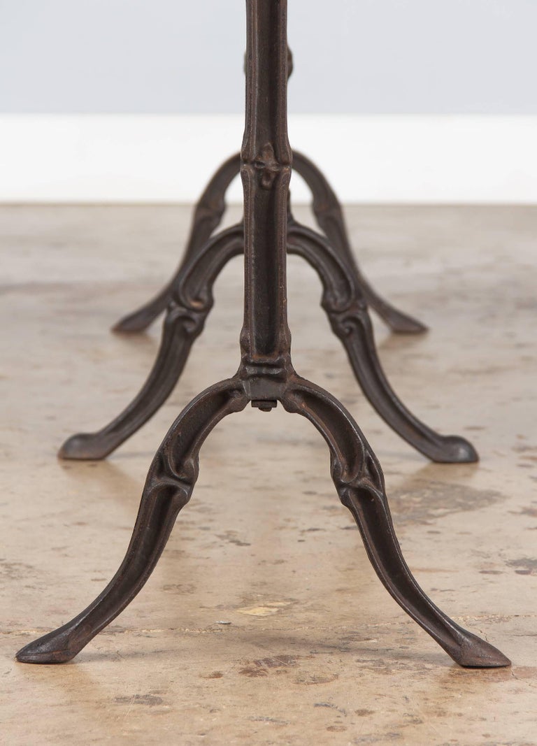 French Iron Base Bistro Table with Lacquered Wooden Top, 1920s at 1stDibs