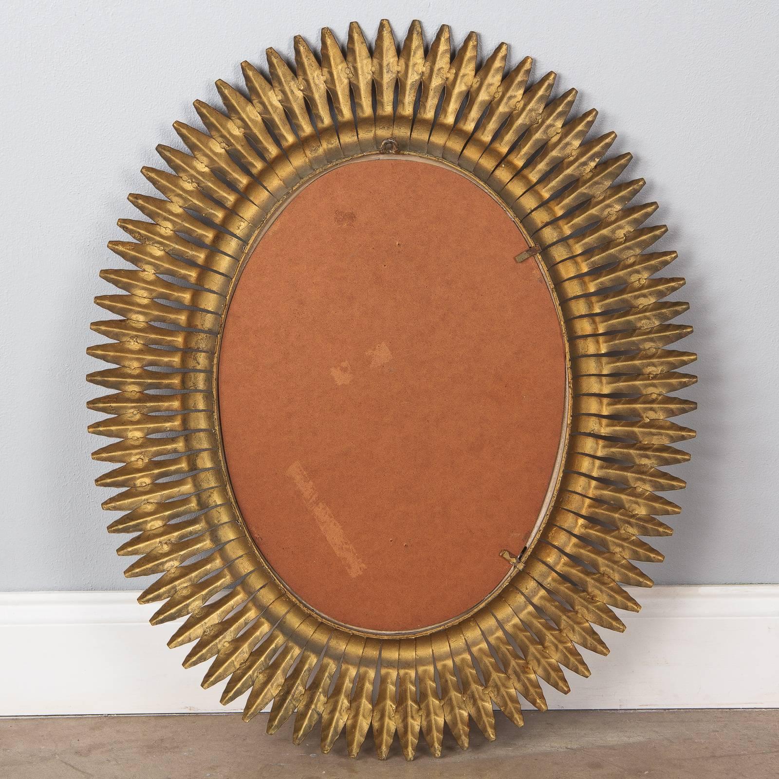 Gilded Metal Sunburst Mirror, Spain, 1950s 2