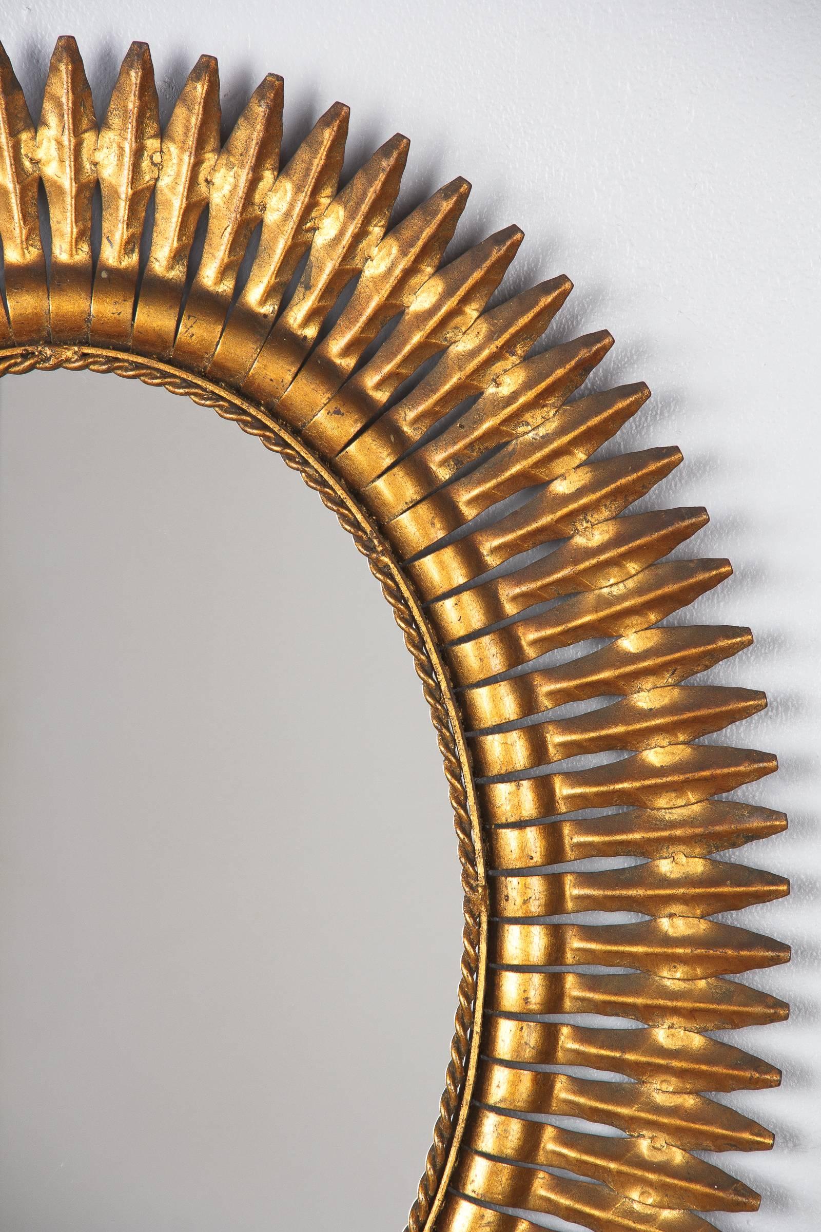 Spanish Gilded Metal Sunburst Mirror, Spain, 1950s