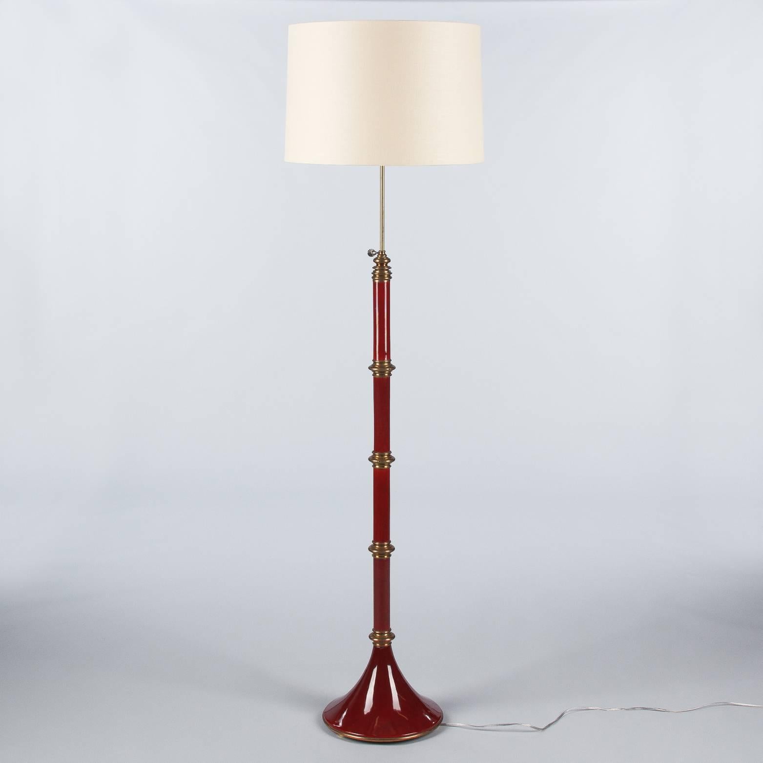 Midcentury Red Metal Floor Lamp, Italy, 1960s 1