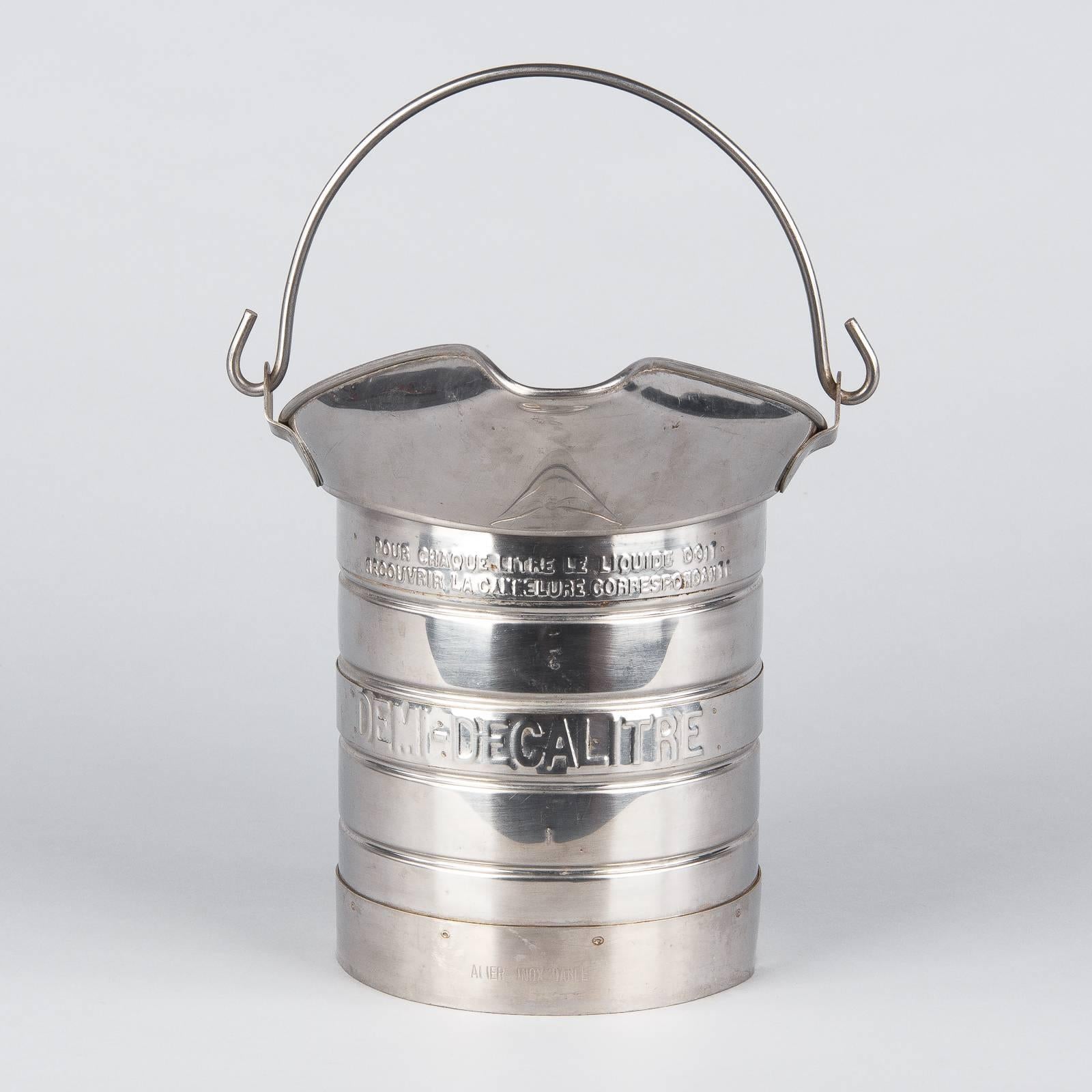 French Silver Metal Measuring Milk Pitcher, 1950s 3