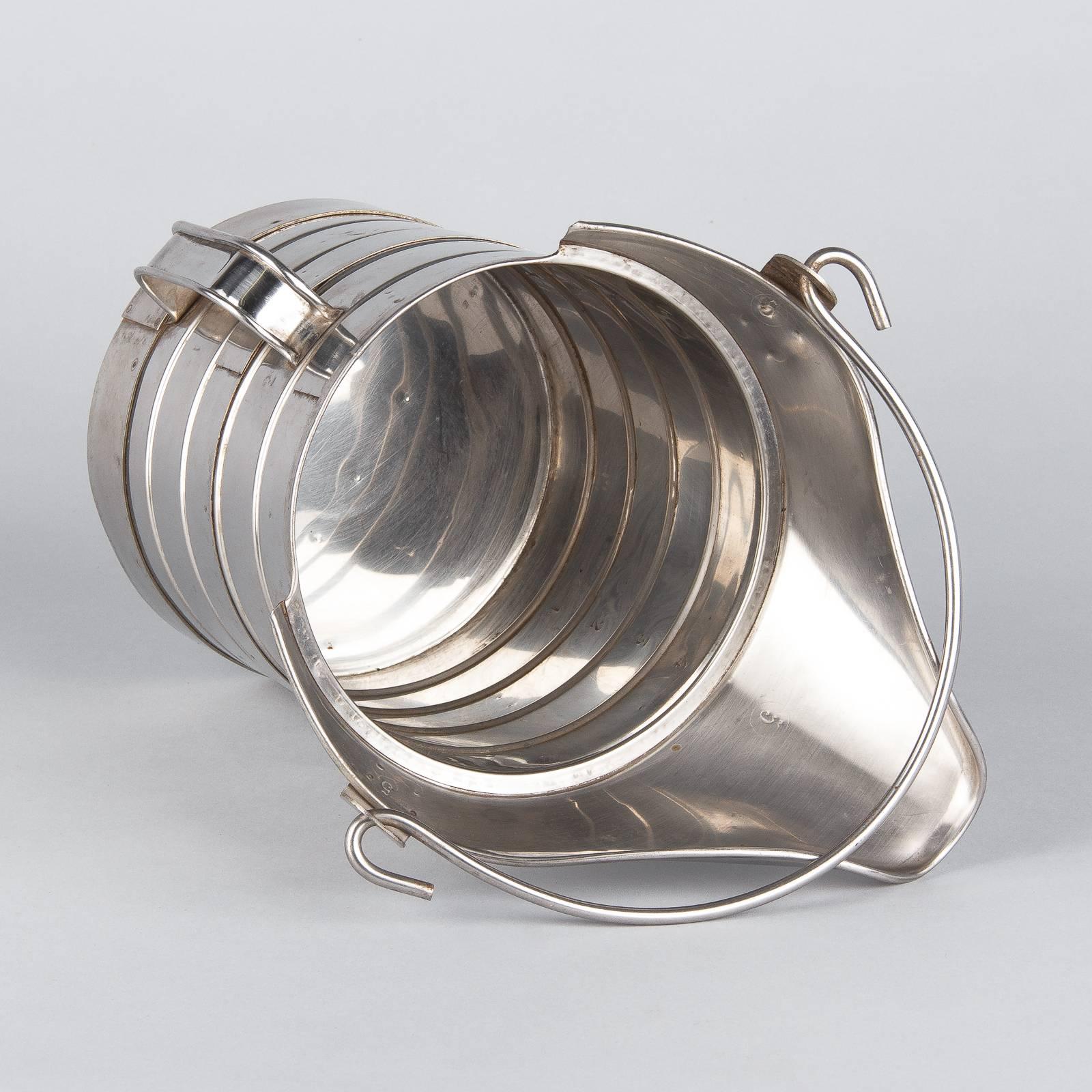French Silver Metal Measuring Milk Pitcher, 1950s 4