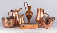 French Copper Slanted Ewer Pitcher by Villedieu Gaor, 1950s