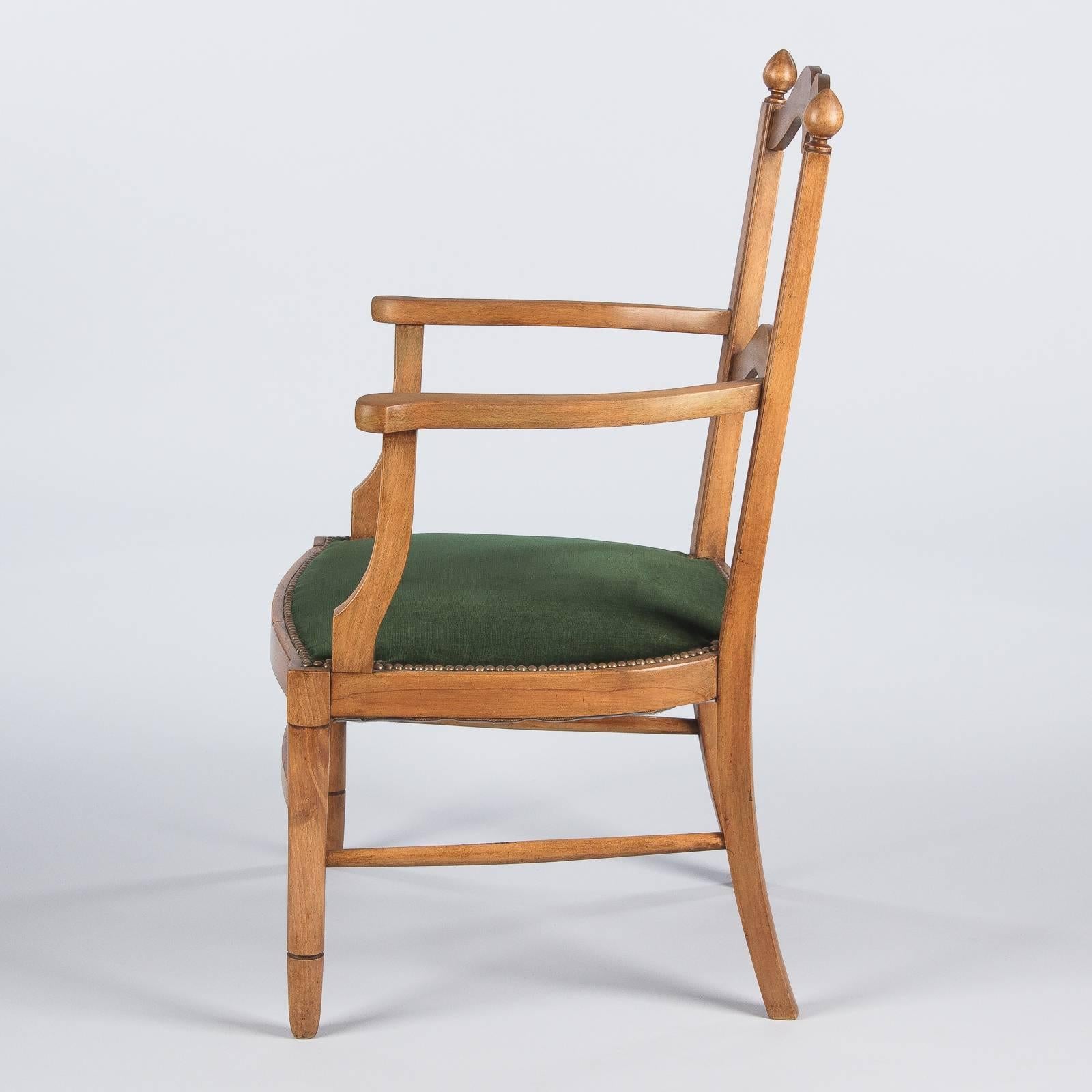 French Directoire Style Beechwood Armchair, 1940s 3