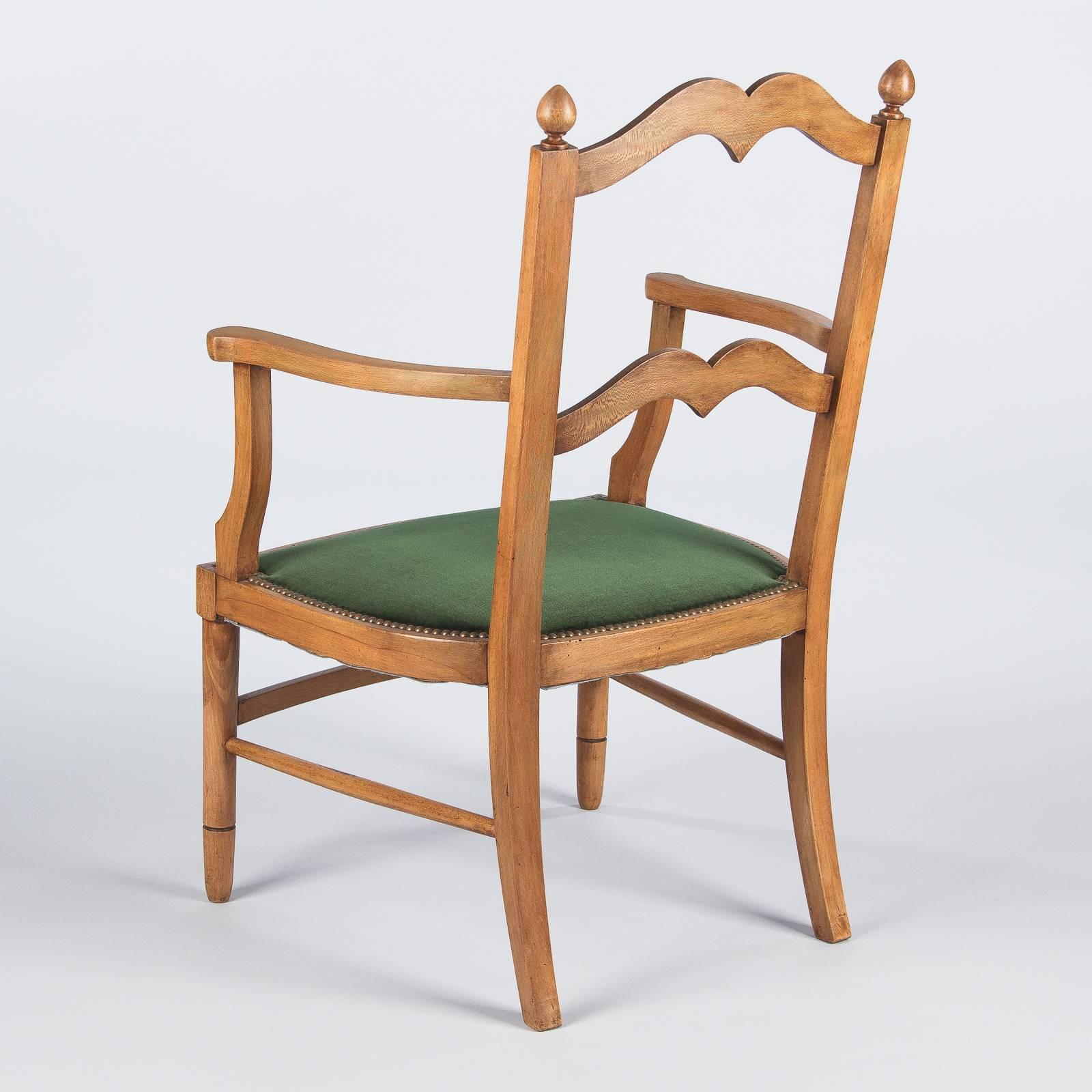 French Directoire Style Beechwood Armchair, 1940s 4