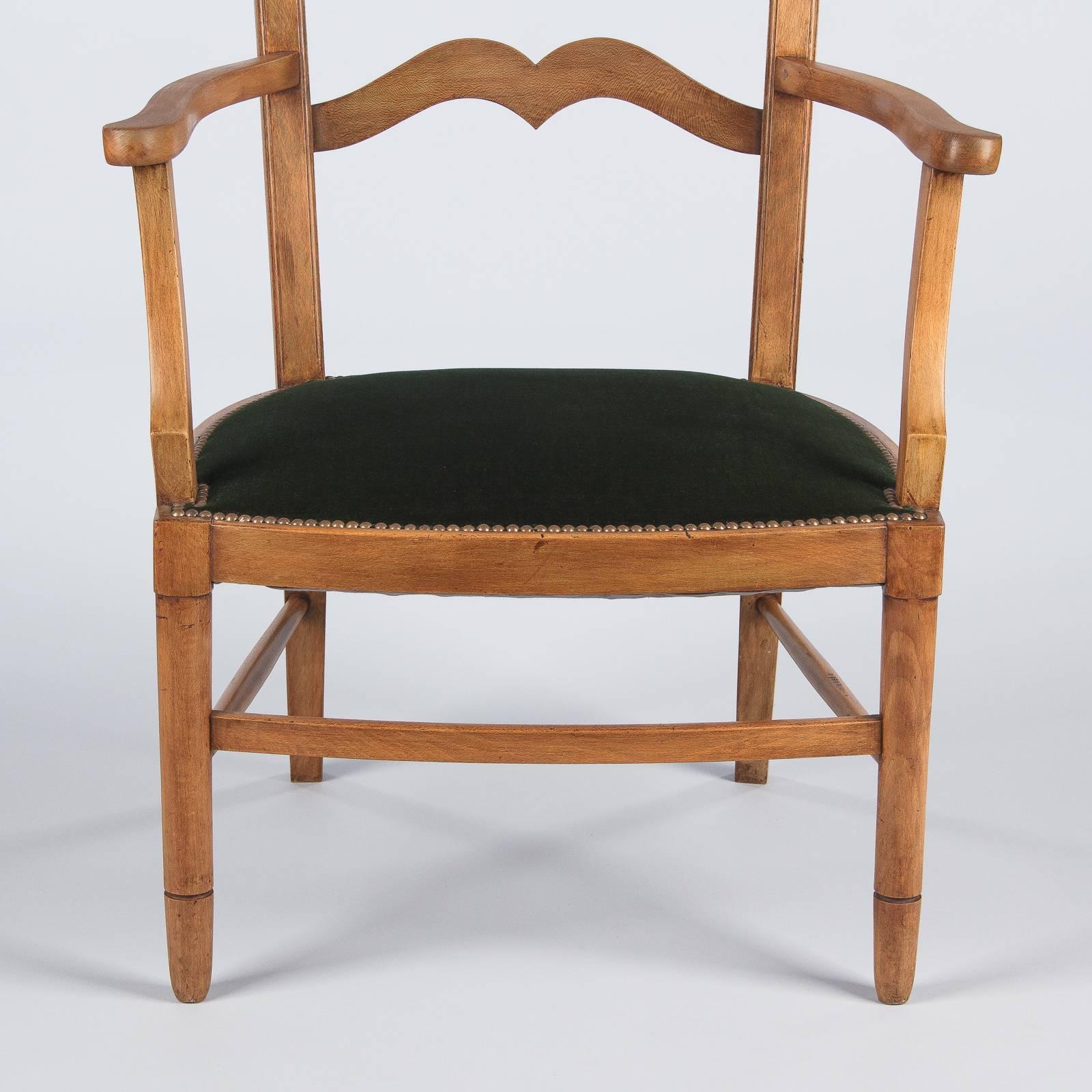 French Directoire Style Beechwood Armchair, 1940s 1