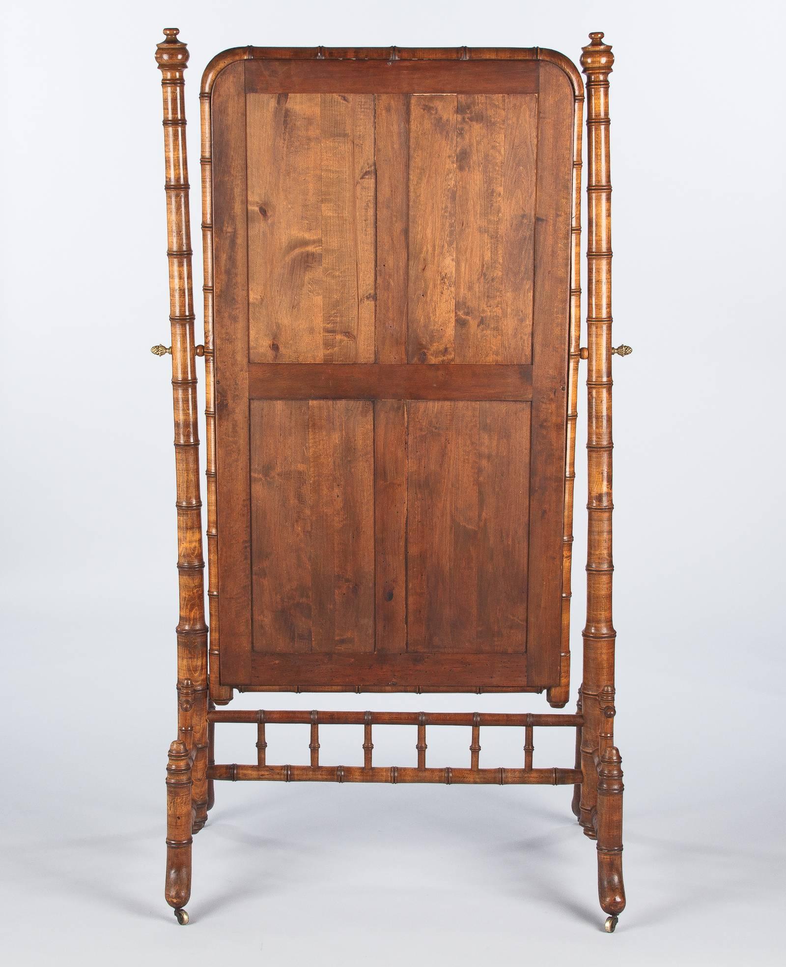 Napoleon III Faux-Bamboo Cheval Mirror, France, Late 1800s 4