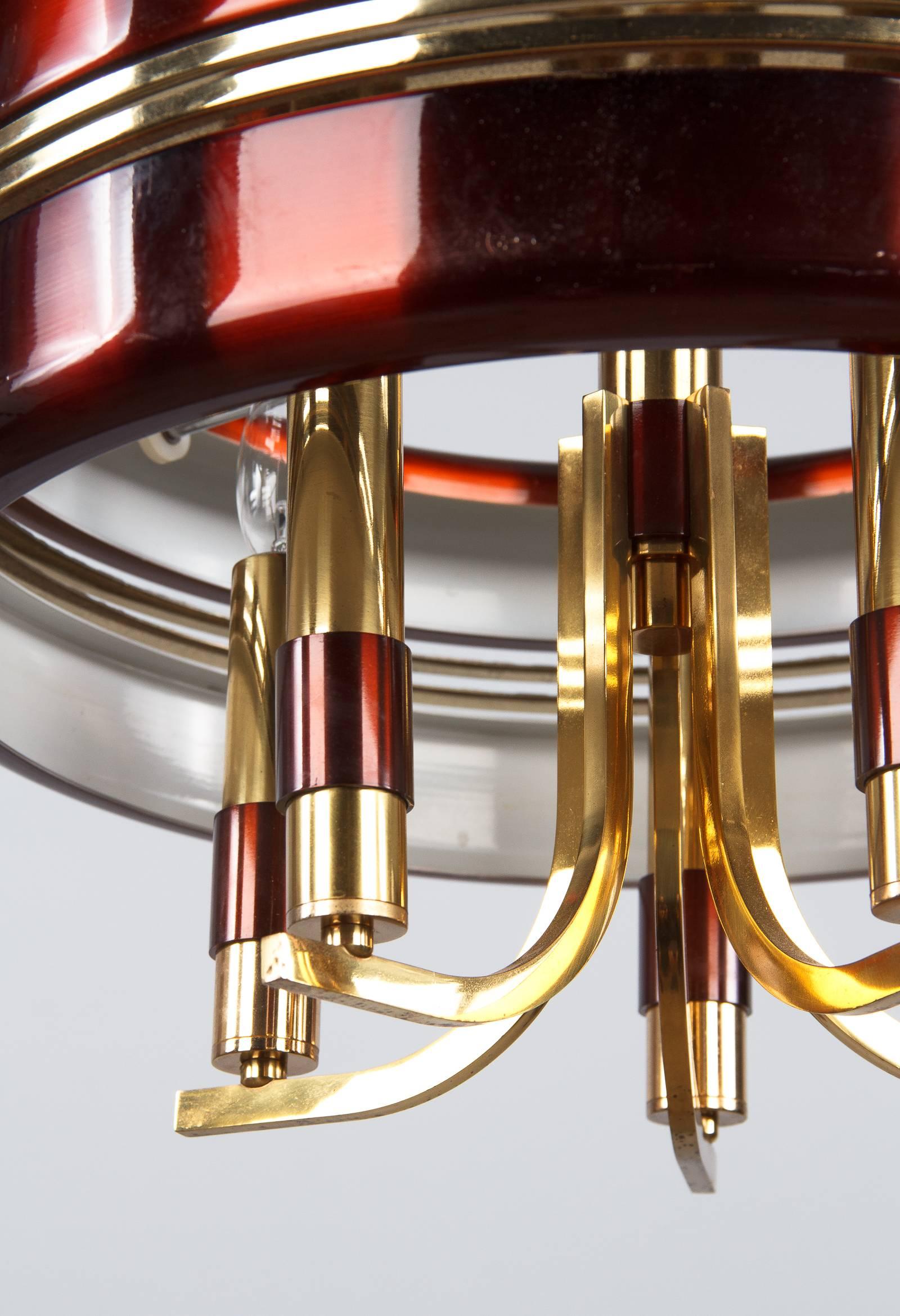 Italian Brass and Painted Metal Chandelier by Rolly, 1960s 1